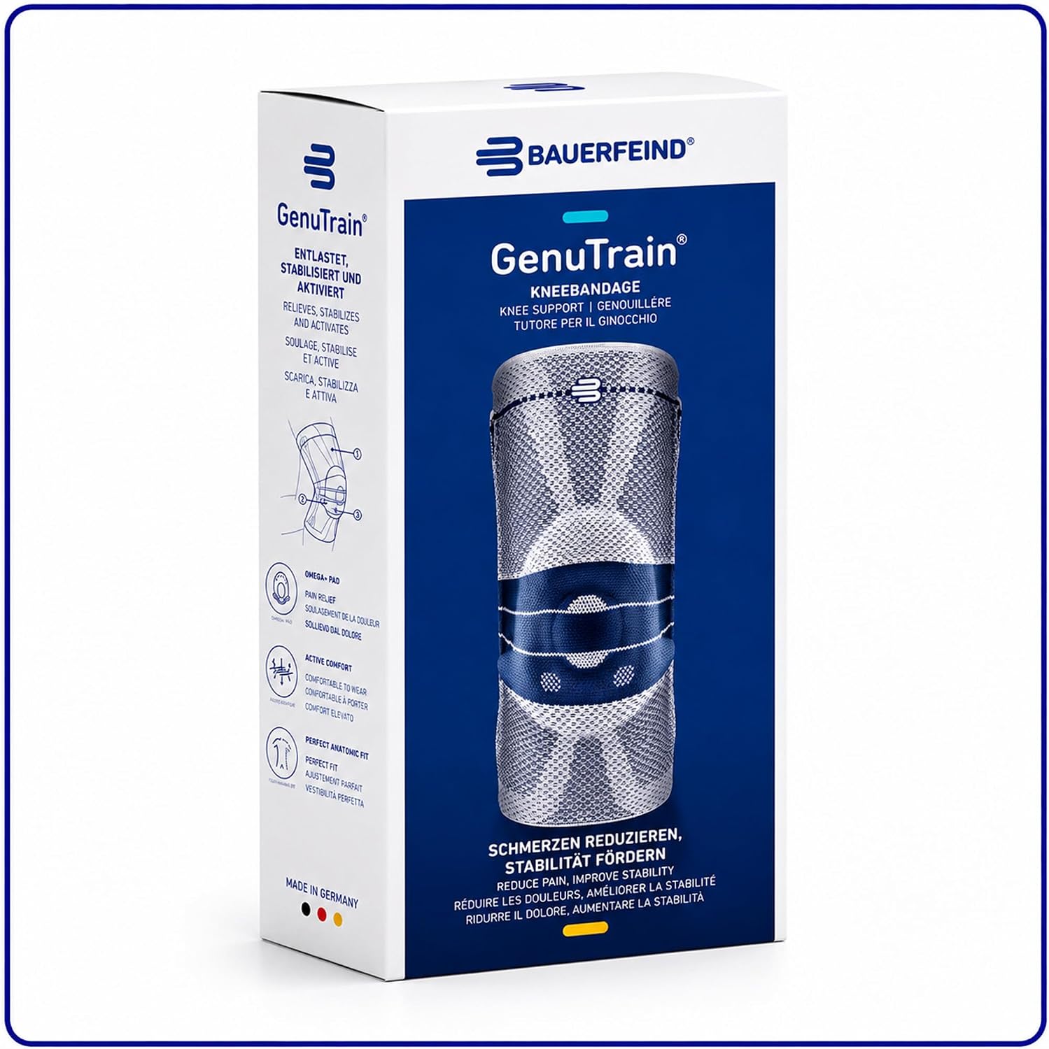 Bauerfeind - GenuTrain - Knee Brace - Targeted Support for Pain Relief and Stabilization of The Knee, Provides Relief of Weak, Swollen, and Injured Knees- Size 5 - Color Titanium - Image 8