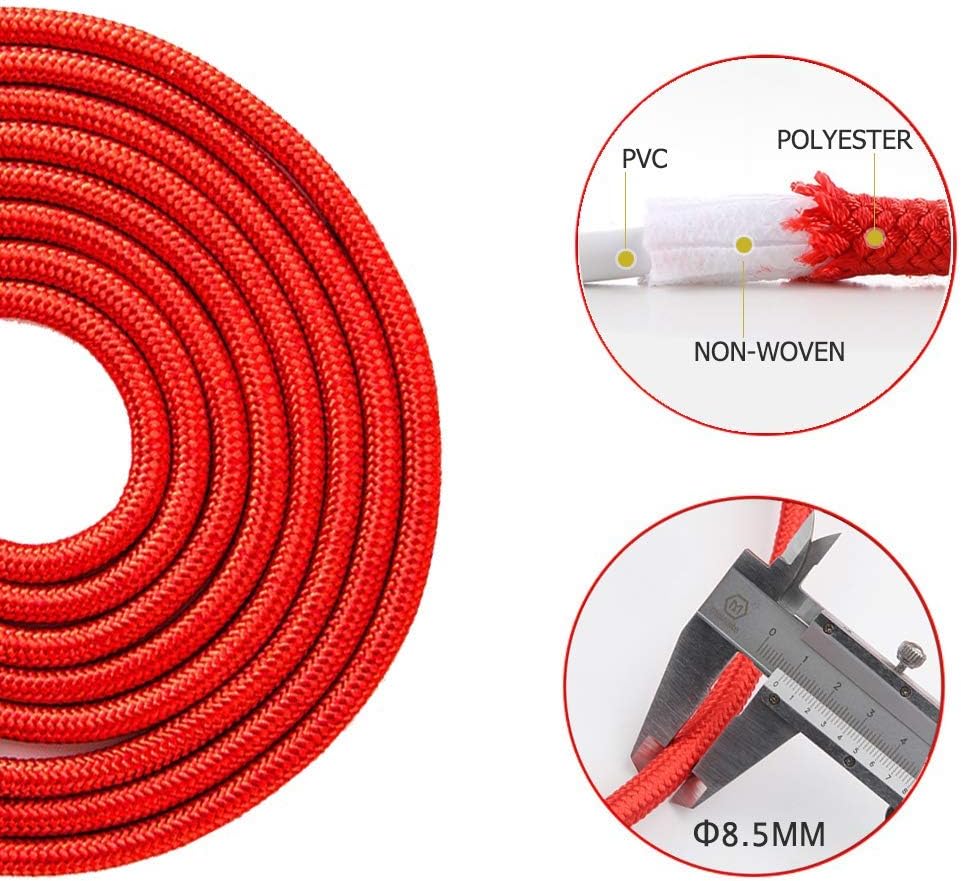 Redify Weighted Jump Rope for Workout Fitness(1LB), Tangle-Free Ball Bearing Rapid Speed Skipping Rope for MMA Boxing Weight-loss,Aluminum Handle Adjustable Length 9MM Fabric Cotton+9MM Solid PVC Rope - Image 6