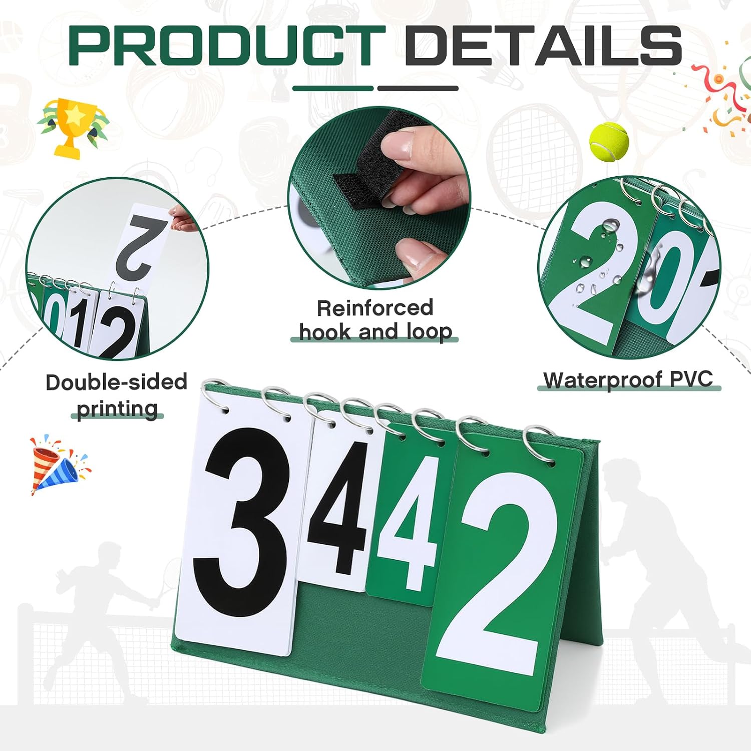 Over Net Tennis Score Keeper Flip Scoreboards Portable for Volleyball Basketball Coaching Tennis Outdoor - Image 3