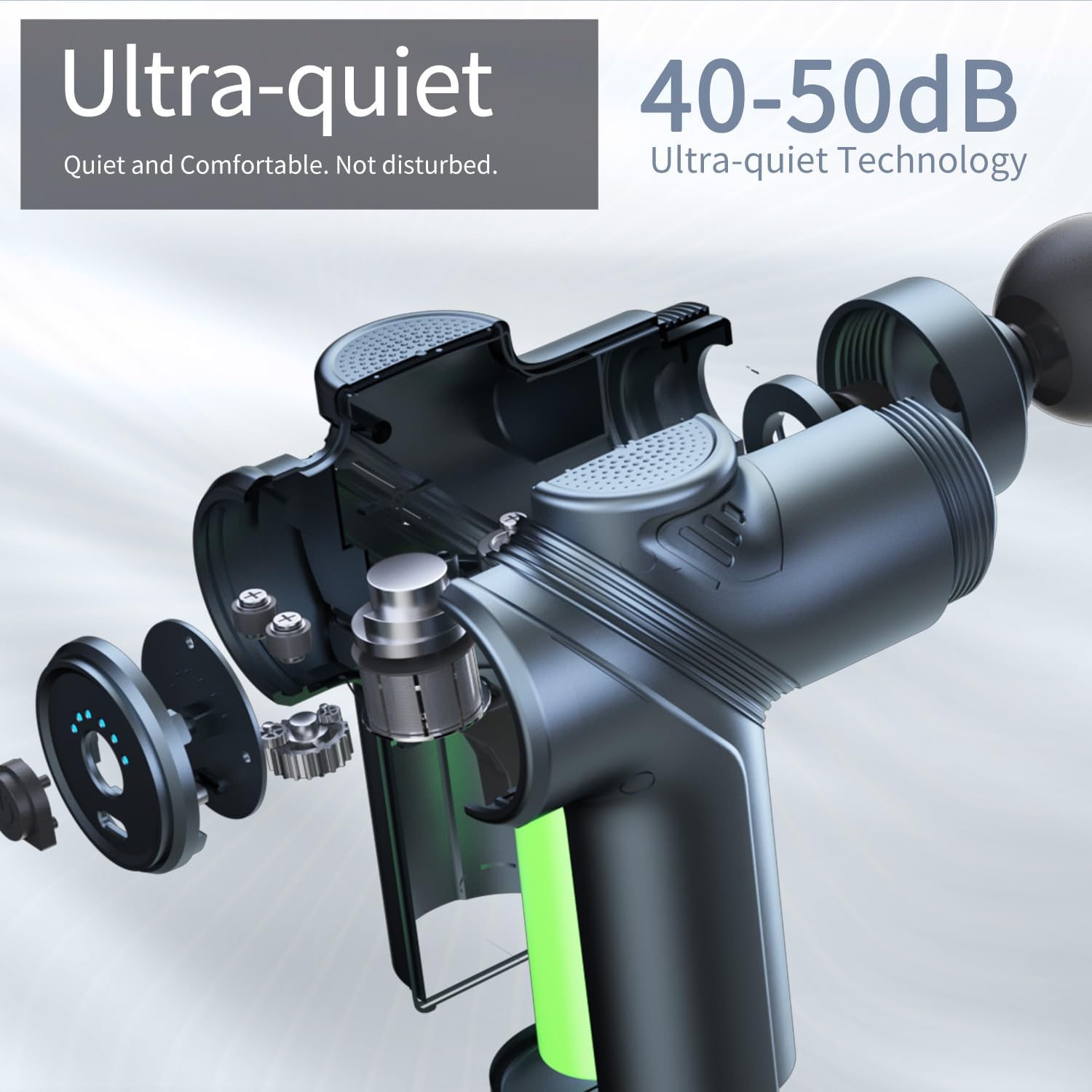 LEERCON Massage Gun Deep Tissue, Silent Motor and Portable Massage Gun with 4 Interchangeable Heads for Deep Muscle Relief and Relaxation, Relax Gift - Image 3