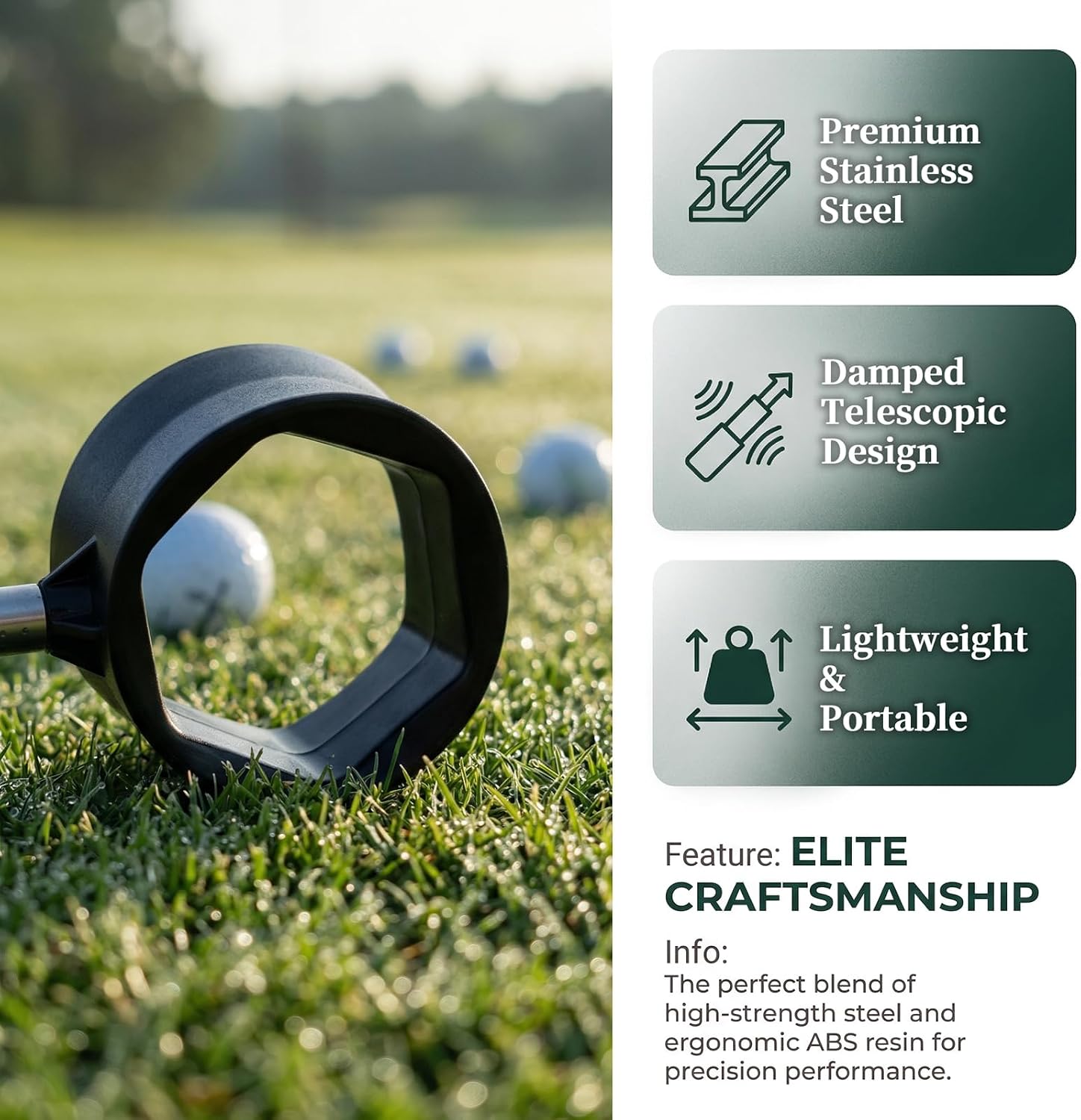 Golf Ball Retriever Telescopic for Water 9ft | Dual-Sided Pickup, Premium Stainless Steel Shaft, Soft Sponge Handle, Gifts for Men Women Golfers - Image 7