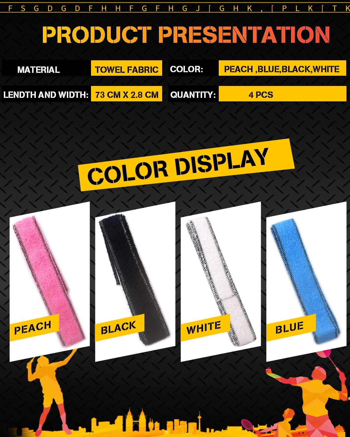 GLL Toweling Racket Overgrip, Super Absorbent Cotton Towel, Skid Resist Absorb Sweat Grip Tape, Handles Protection for Tennis Badminton Racquetball Squash Baseball - Image 3