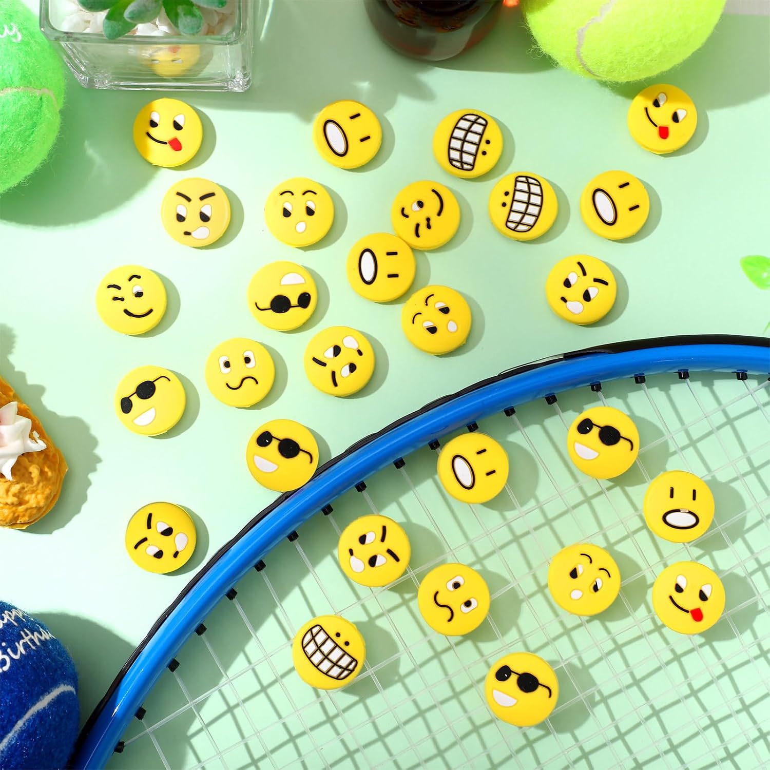 Jexine 30 Pcs Tennis Vibration Dampener Silicone Tennis Racket Dampener Cute Tennis Supplies for Gift (Assorted) - Image 6
