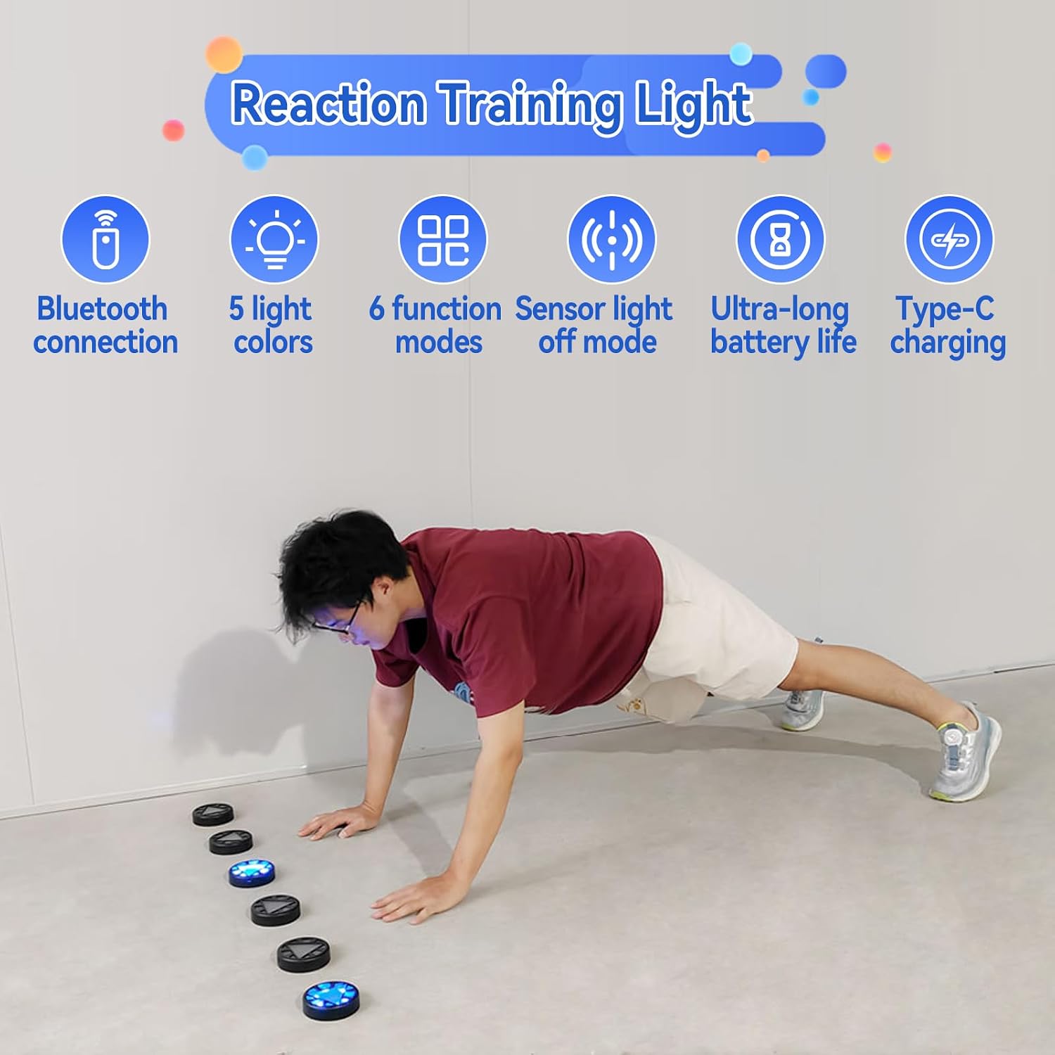 JOJOCY Reaction Training Light Magnetic, 5 Lights Color 6 Modes 30h Battery Life Improves Reaction Speed and Agility for Soccer, Basketball, Boxing, Rugby, Daily Entertainment - Image 5