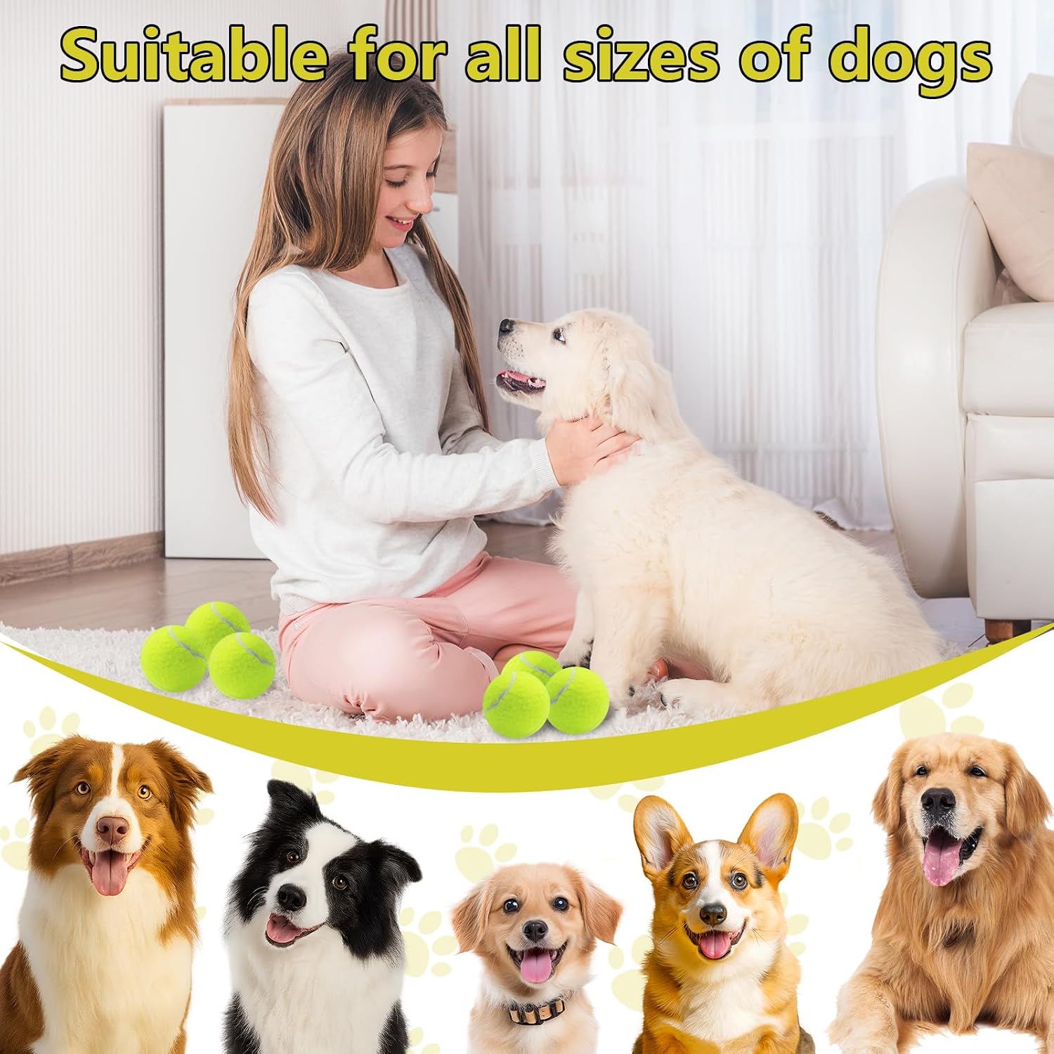 Swingers Squeaky Tennis Balls for Dogs,2.5 inch Training Tennis Balls,Exercise Ball for Pet Dog with Mesh Carry Bag Easy to Transport (Multicolor, 6 Pack) - Image 7