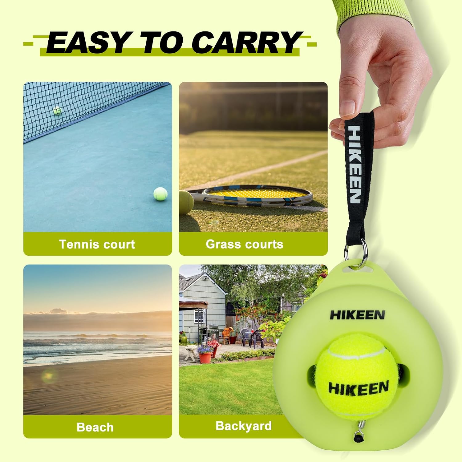 Hikeen Premium Tennis Trainer Rebound with Metal Base,Portable Solo Tennis Trainer Set with 3 Highly Elastic String Balls,Tennis Practice Equipment for Adult Kids an Beginners - Image 7