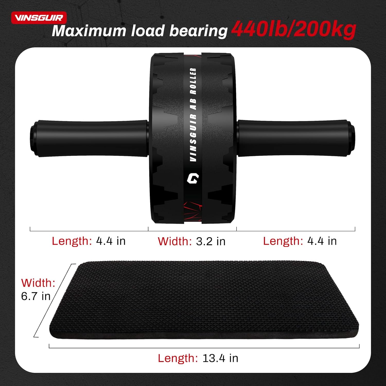 VINSGUIR Ab Roller Wheel, Abs & Core Workout Equipment for Home Gym with Knee Pad Accessories, Abdominal Wheel for Full-body Strength Training - Image 7