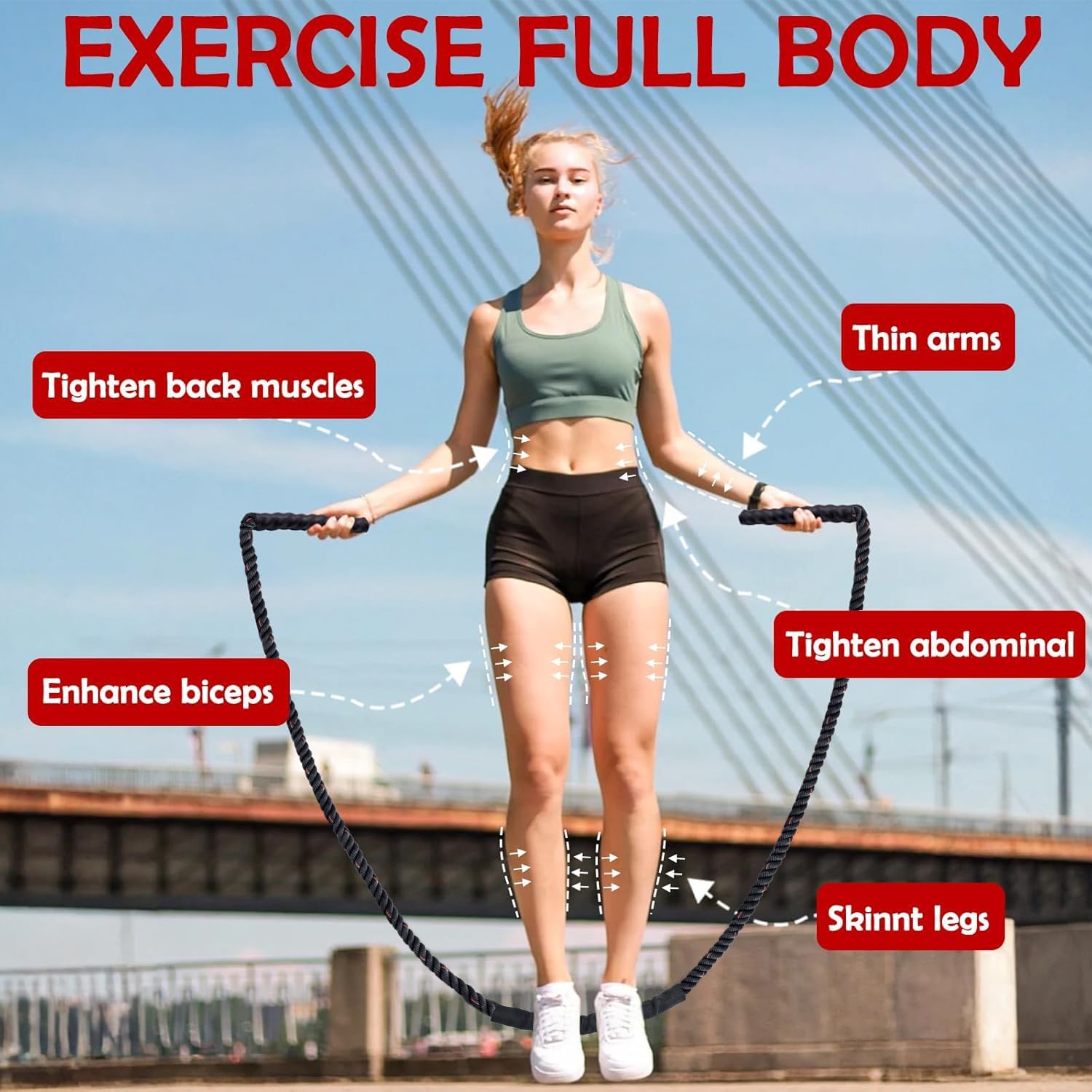 Weighted Jump Rope for Men Women, 1.5lb 2.8lb Heavy Jumping Ropes for Fitness, Adult Skipping Rope for Home Gym Exercise, Improve Strength and Building Muscle Workout Equipment - Image 5