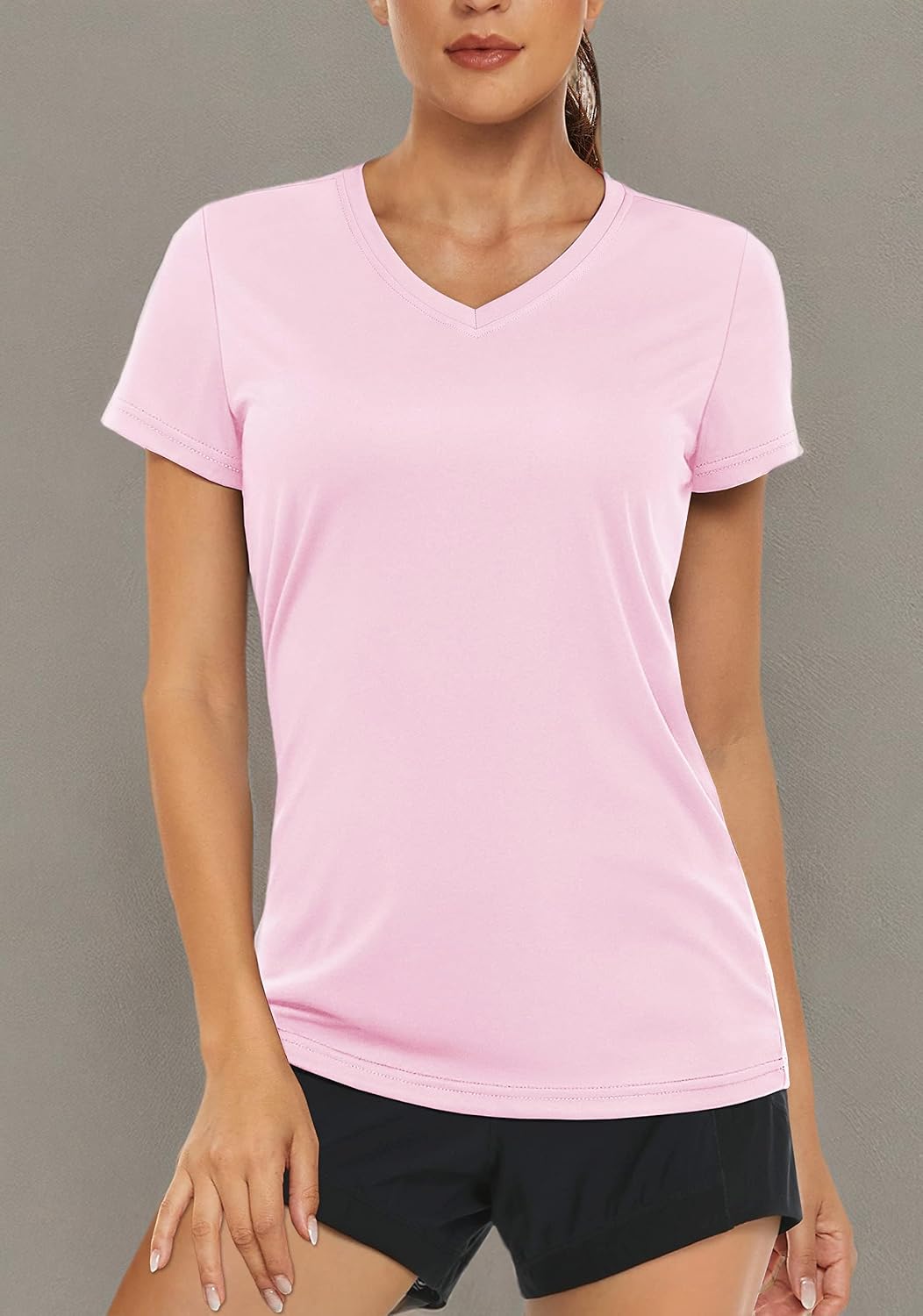 MAGCOMSEN Women's Workout Tops Short Sleeve UPF 50+ Athletic Shirts Quick Dry V-Neck T-Shirt Moisture Wicking Gym Tee - Image 8