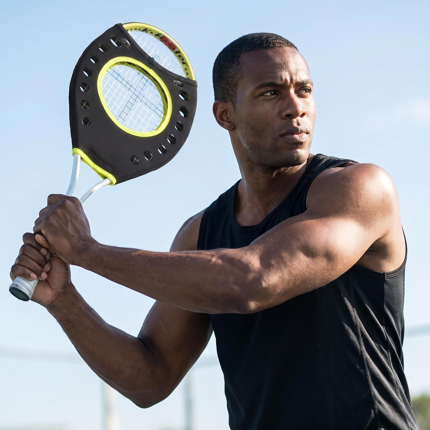 Tennis Racket Sweet Spot Trainer Tennis Pointer Swing Training Aid Protection Cover Swing Training Aid for Starter, Yellow - Image 4
