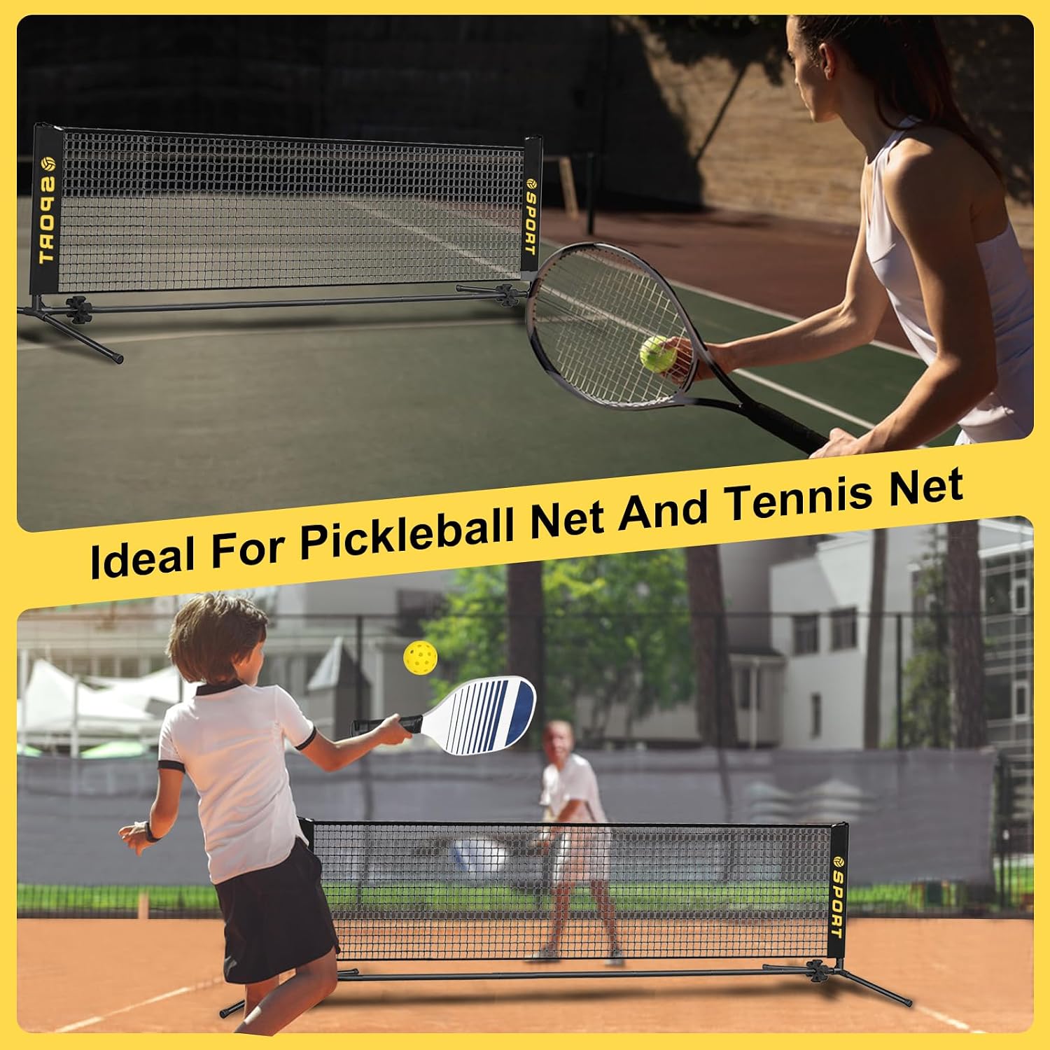 10 FT Mini Portable Tennis Net for Teenagers with Rubber Volleyball, with Pump and Carry Bag, Adjustable Height 2.7FT-5.1FT for Badminton Net, Volleyball Net,Soccer Net,Pickleball Net - Image 7