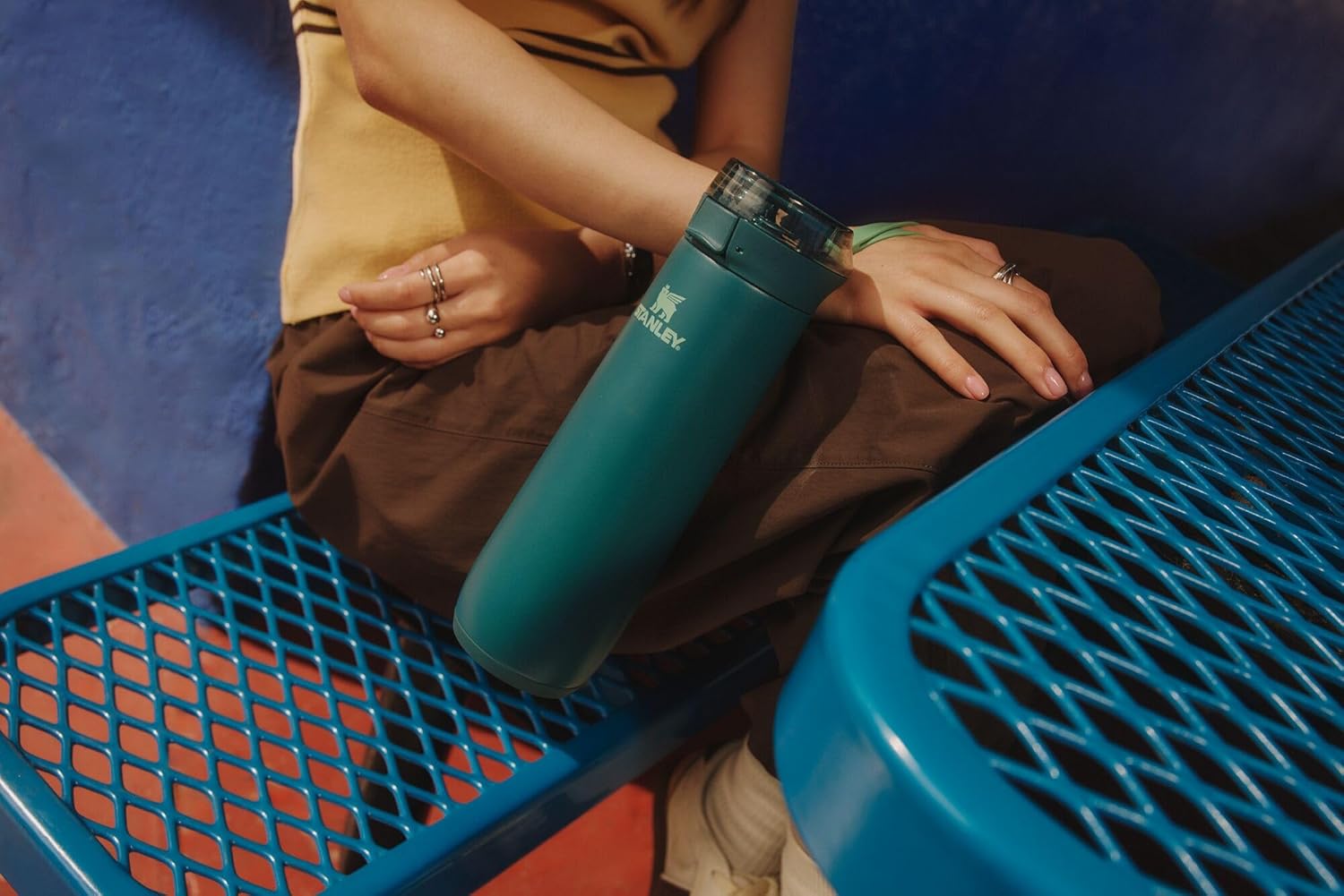 STANLEY Flowstate Spring Bottle | Leakproof Water Bottle with Carry Strap & Flip-Top Locking Lid | Insulated Stainless Steel | Fits Most Cup Holders | BPA-Free | 20 oz | Coastal Teal - Image 7