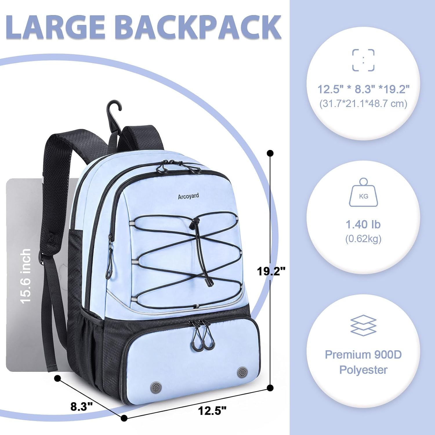 Arcoyard Tennis Bag Holds 2 Rackets, Professional Tennis Bags for Women, Tennis Backpack with Ventilated Shoe Compartment - Image 7