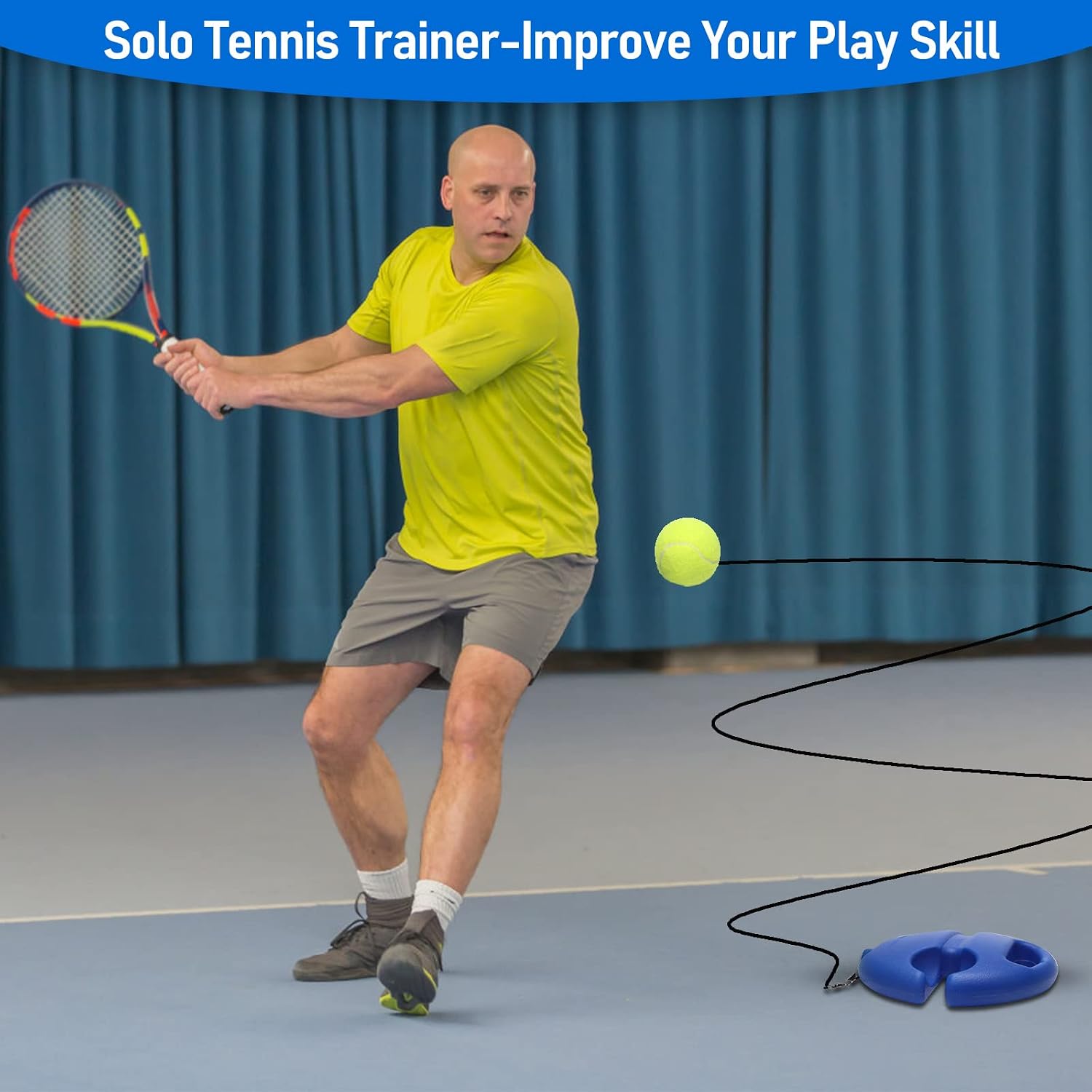 Tennis Trainer Rebound Ball with String Solo Tennis Training Kit Portable Practice Rebounder Equipment Training Tools with Long Elastic Ropes for Adults, Kids, Beginners - Image 7