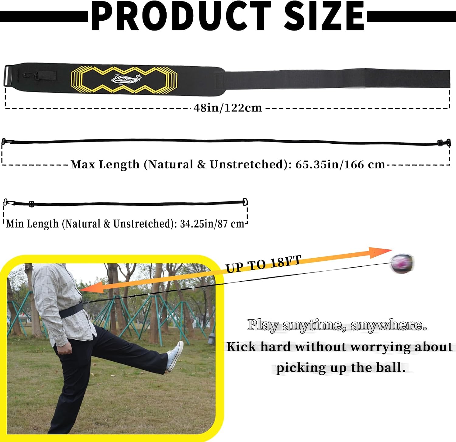 Football Solo Training Aid | Elastic Cord, for Kids & Adults, Ball Control Skills, Multiple Ball Sizes, Storage Bag Included - Image 2