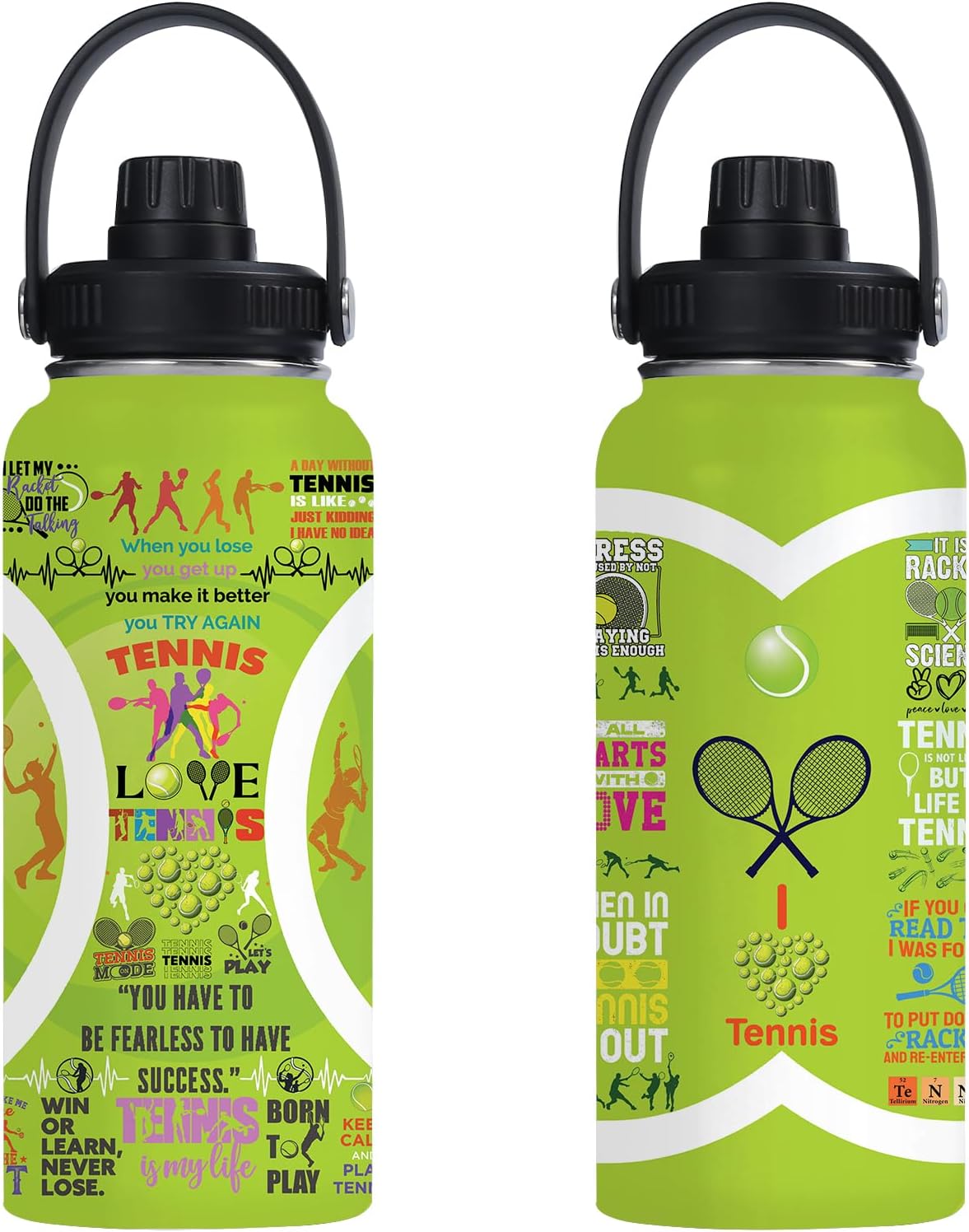Tennis Water Bottle 32oz Stainless Steel Tumbler Insulated Bottles For Men Women Tennis Gifts For Sport Lover Player Fan Coach