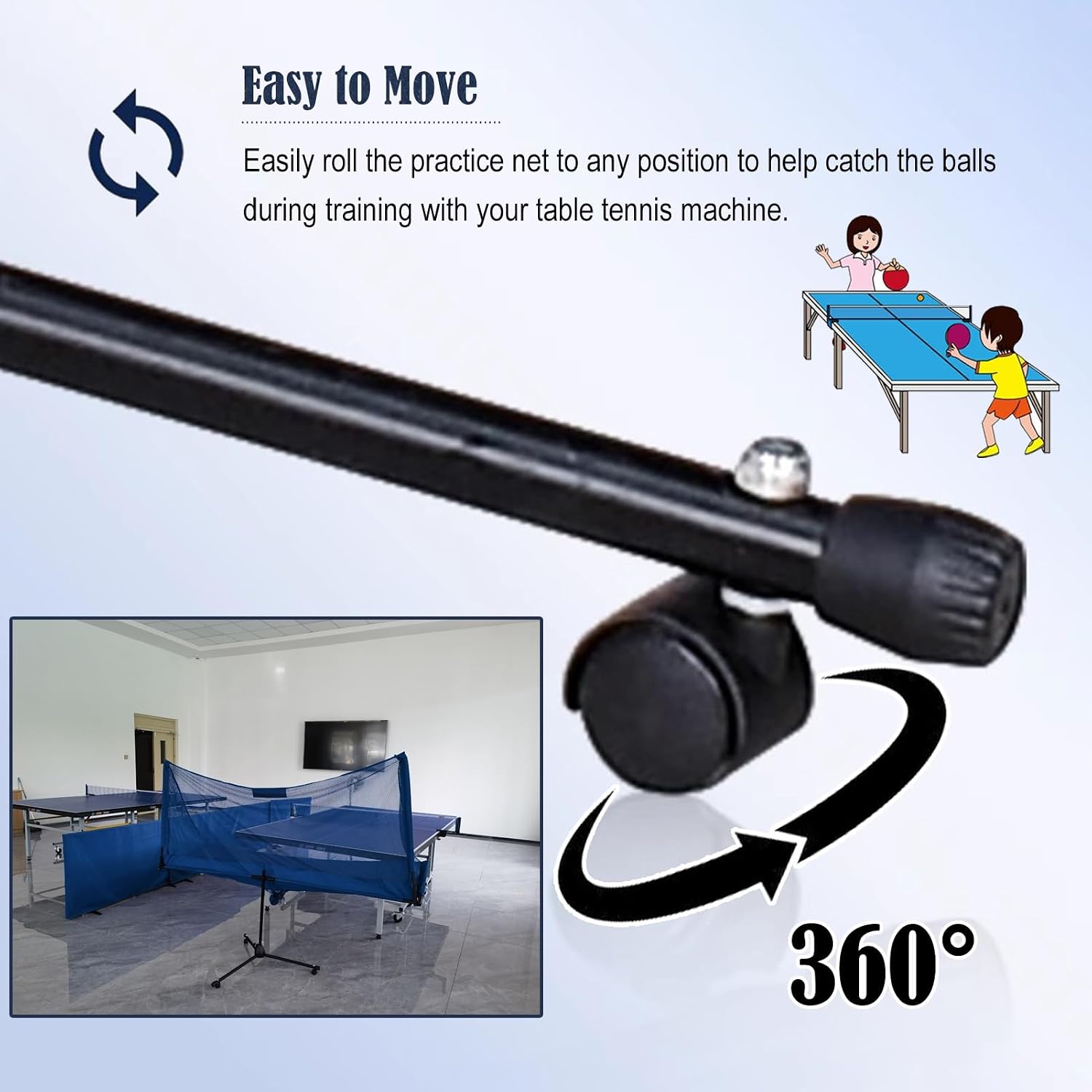 ERRULAN Large Ping Pong Practice Net with Wheels, Foldable Table Tennis Ball Catch Net Equipments for Adults & Kids, Indoor Outdoor Teen Activities - Multi-Ball Training(2m/78.74 in/6.56 ft) - Image 6