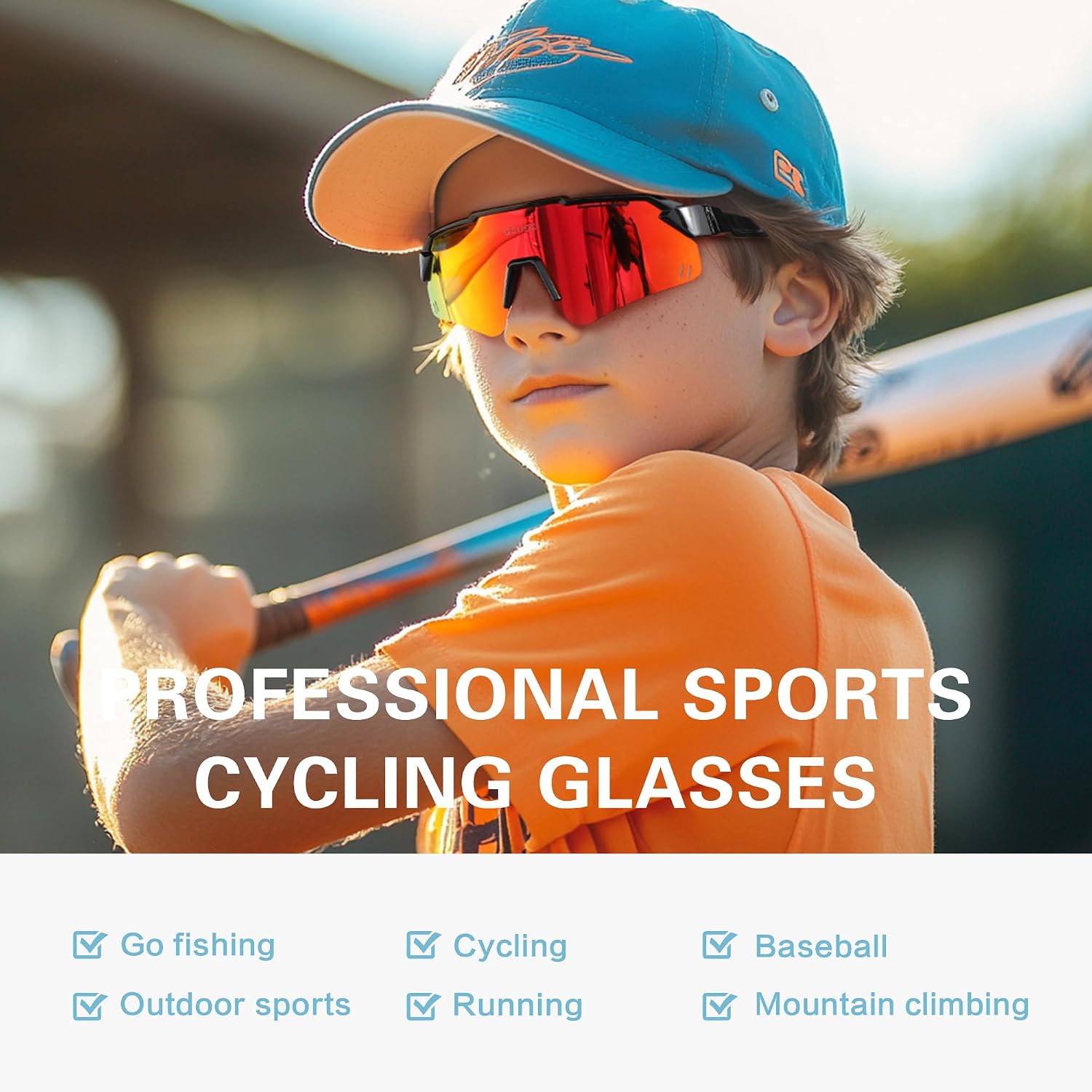 suoso Kids Sports Polarized Sunglasses: Youth Baseball Sun Glasses Cycling Glasses for Boys Girls Age 6-12 Lightweight TR90 - Image 7