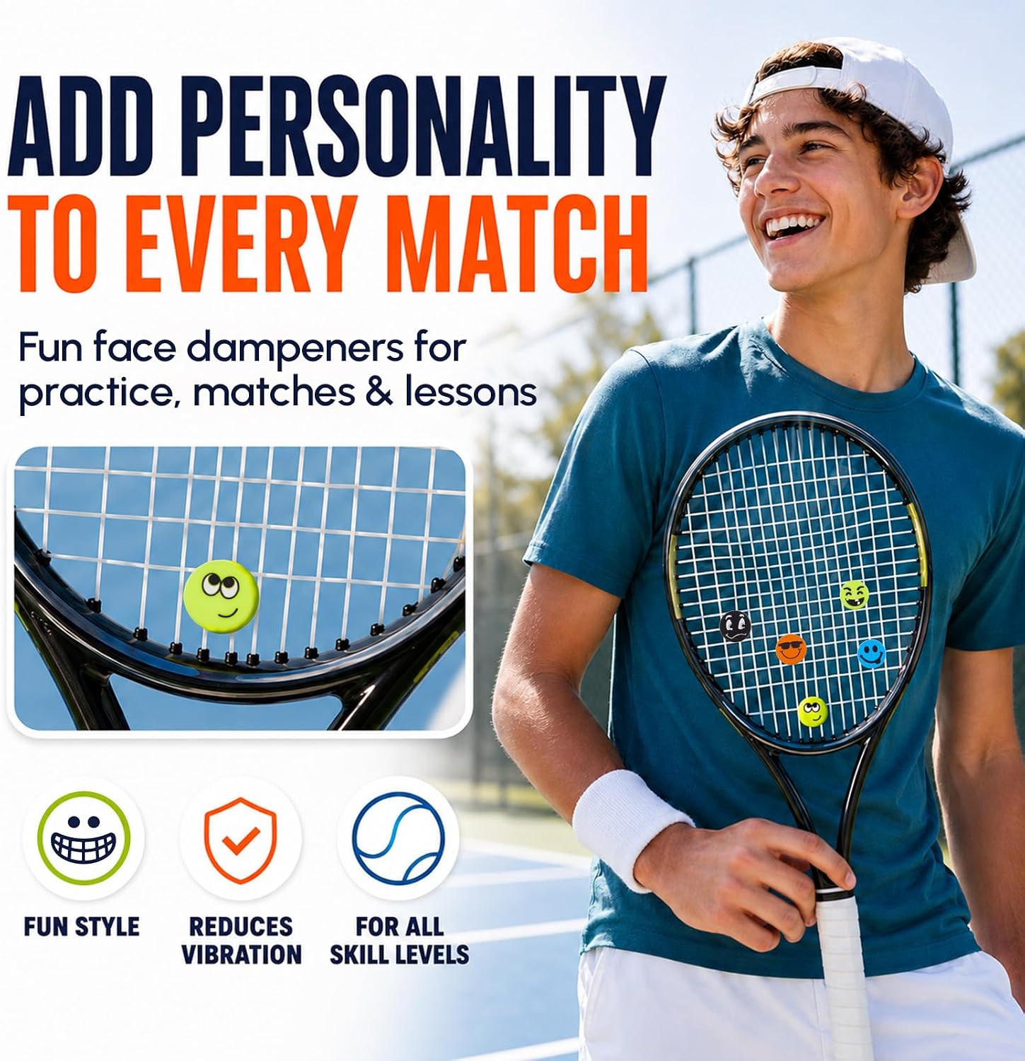20 Pack Tennis Racket Vibration Dampeners, Funny Silicone Shock Absorbers for Tennis Racquets, Cute Decorative String Dampers for Men, Women, Teams, Clubs, Players and Tennist Gifts - Image 4