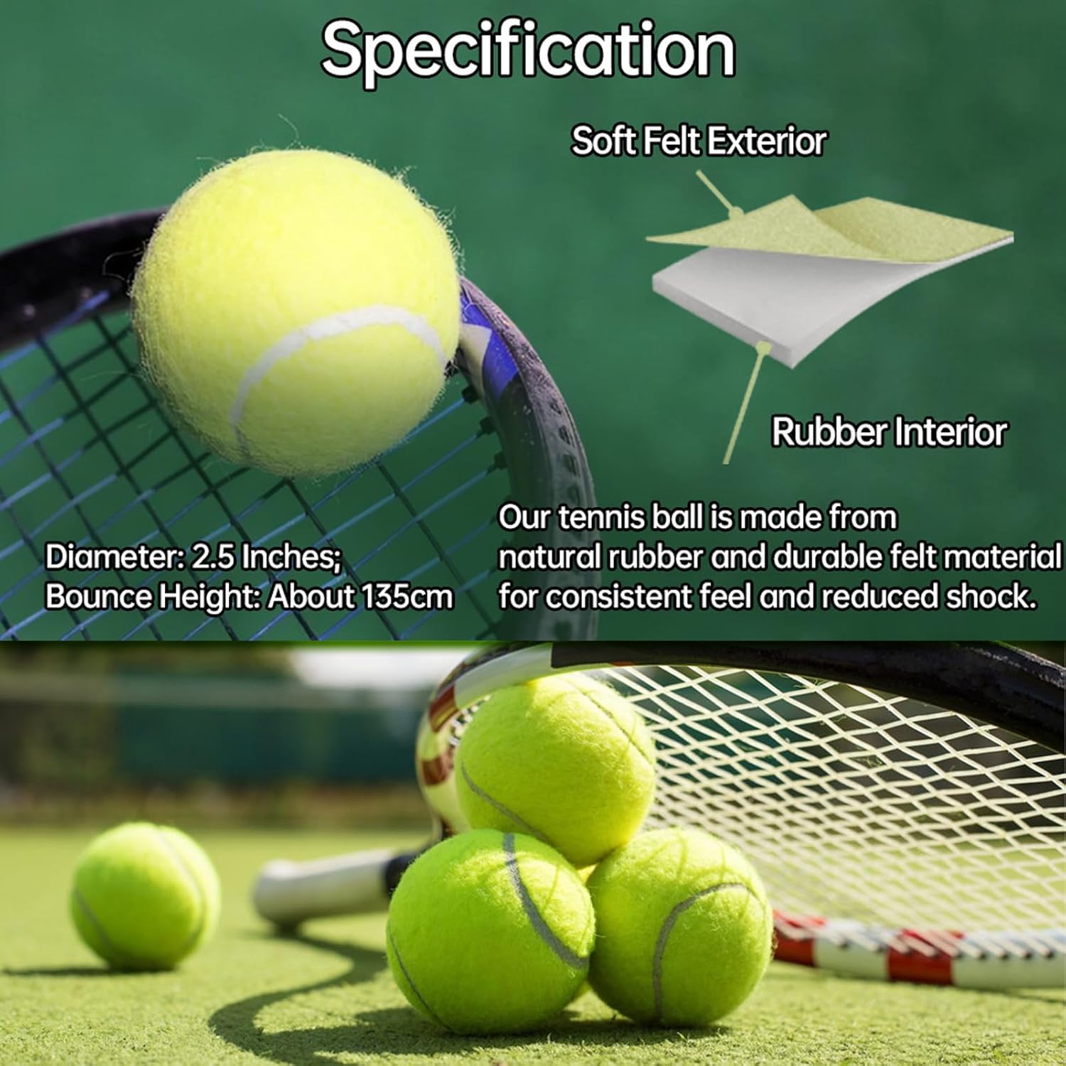 Magicorange Tennis Balls, 12 Pack Advanced Training Tennis Balls Practice Balls, Pet Dog Playing Balls, Come with Mesh Bag for Easy Transport, Good for Beginner Training Ball - Image 6