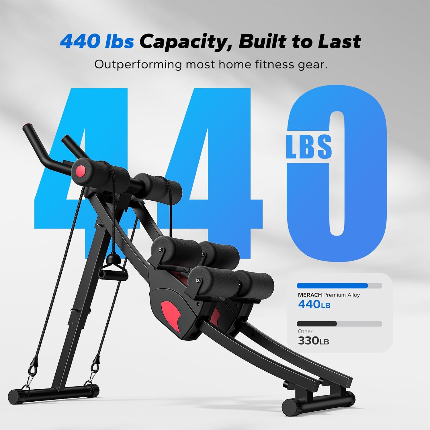 MERACH Ab Machine, Adjustable Ab Trainer Machine, AB Workout Equipment for Home Gym, Independent Dual Tracks for Mountain Climber, Foldable for Home Exercise, Load Capacity 440 LBS - Image 5