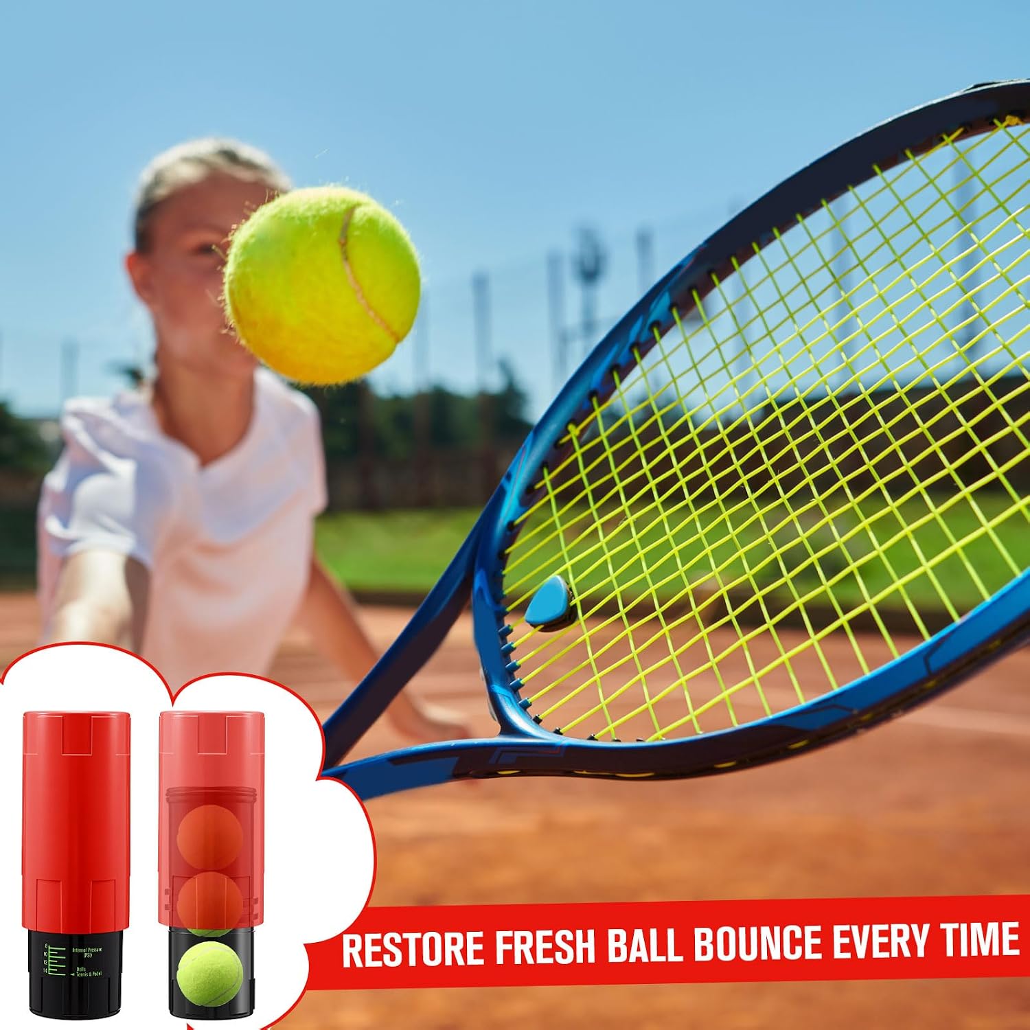 Soulchen Tennis Ball Pressurizer - Tennis Ball Storage Canister Holds 3 Balls Under 14 Psi Pressure, Reusable Stuff for Bounce Retention, Lightweight & Durable - Image 5