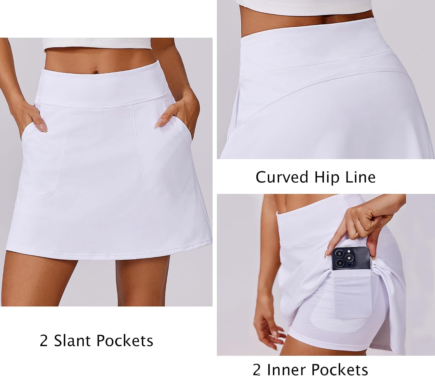 PINSPARK 17" Golf Skorts for Woman High Waisted Tennis Skirt UPF 50+ Athletic Skort Skirts with 4 Pockets Workout Pickleball - Image 4