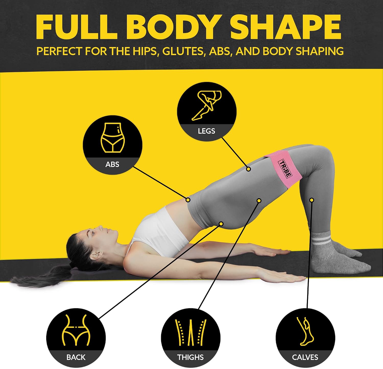Tribe Lifting Fabric Resistance Bands for Working Out - 5 Exercise Bands Set for Legs and Glutes - Booty Bands for Women and Men - Thick Cloth Workout Bands for Physical Therapy, Hip Training - Image 4