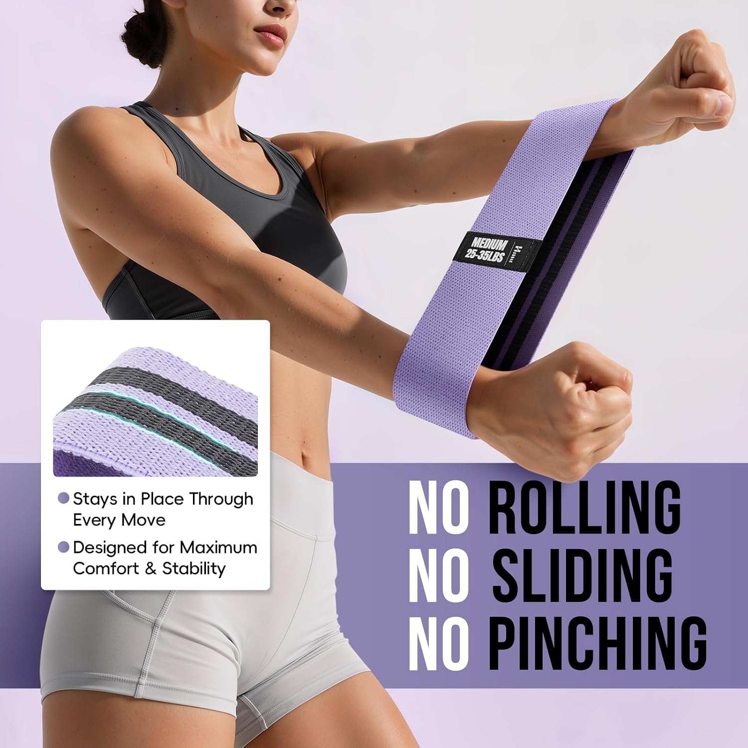 Fabric Resistance Bands for Working Out with Exercise Guide, 3 Levels Hip & Glute Bands Set for Legs, Squats, Yoga, Fitness & Physical Therapy for Women and Men - Image 2