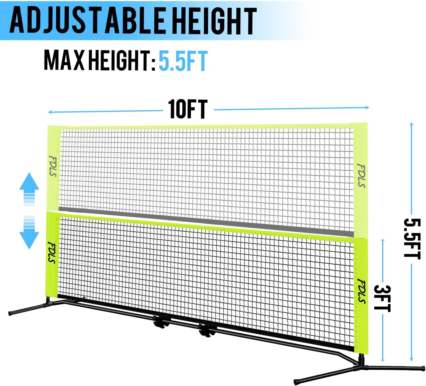 FDLS 10FT Portable Badminton Pickleball Net with Carry Bag for Indoor Outdoorl Height Adjustable| Easy Set up - Image 2
