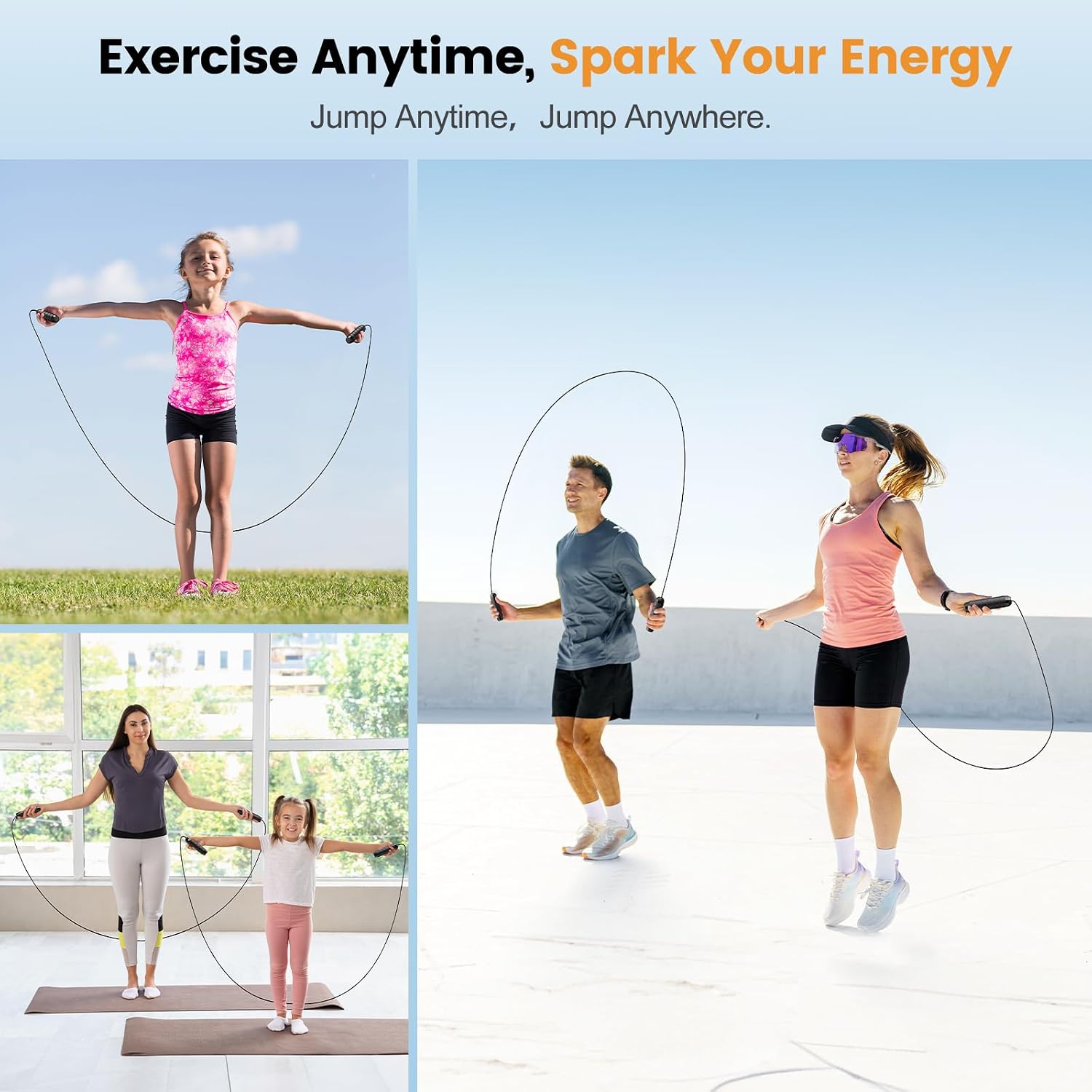 Jump Rope,Tangle-Free Rapid Speed Jump Rope with Ball Bearings for Men,Women and Kids,Adjustable Steel Skipping Rope with Ergonomic Foam Handles,A Ideal Equipment and Accessories for Workout,Fitness,Exercise,Home Gym,Slim Body - Image 6