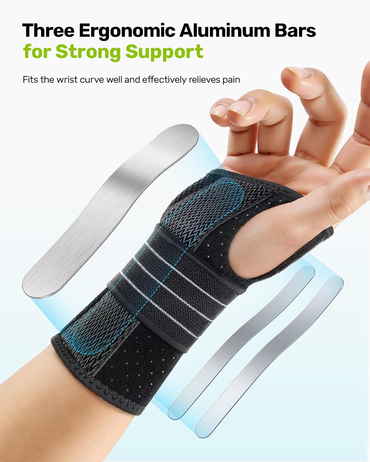 Rakiie 2 Pack Carpal Tunnel Wrist Braces, Adjustable Wrist Support Splint for Night Sleep & Daytime Working, Hand Braces Pain Relief for Arthritis, Typing, Pregnancy, Men Women (Gray, M) - Image 2