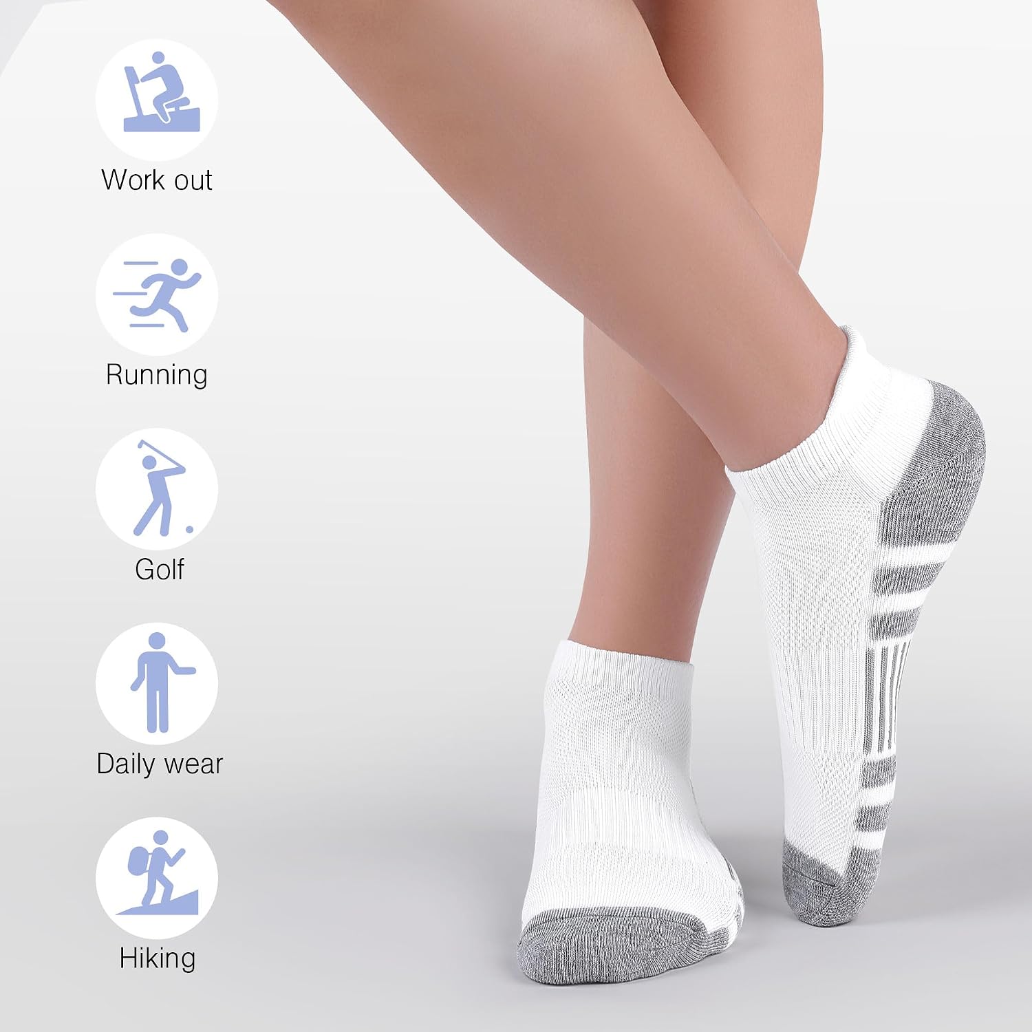 Felicigeely Ankle Athletic Running Socks Low Cut Sports Socks Breathable Cushioned Tab Socks for Men Women 6 Pairs - Image 6
