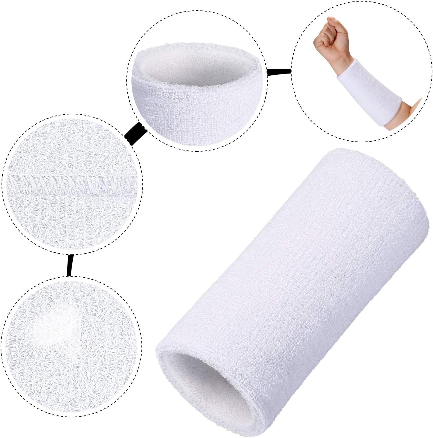 WILLBOND 6 Inch Wrist Sweat Bands for Men Women Tennis Elastic Athletic Long Sweatband Wrist Absorbent for Basketball Tennis Running Outdoor Activity - Image 4