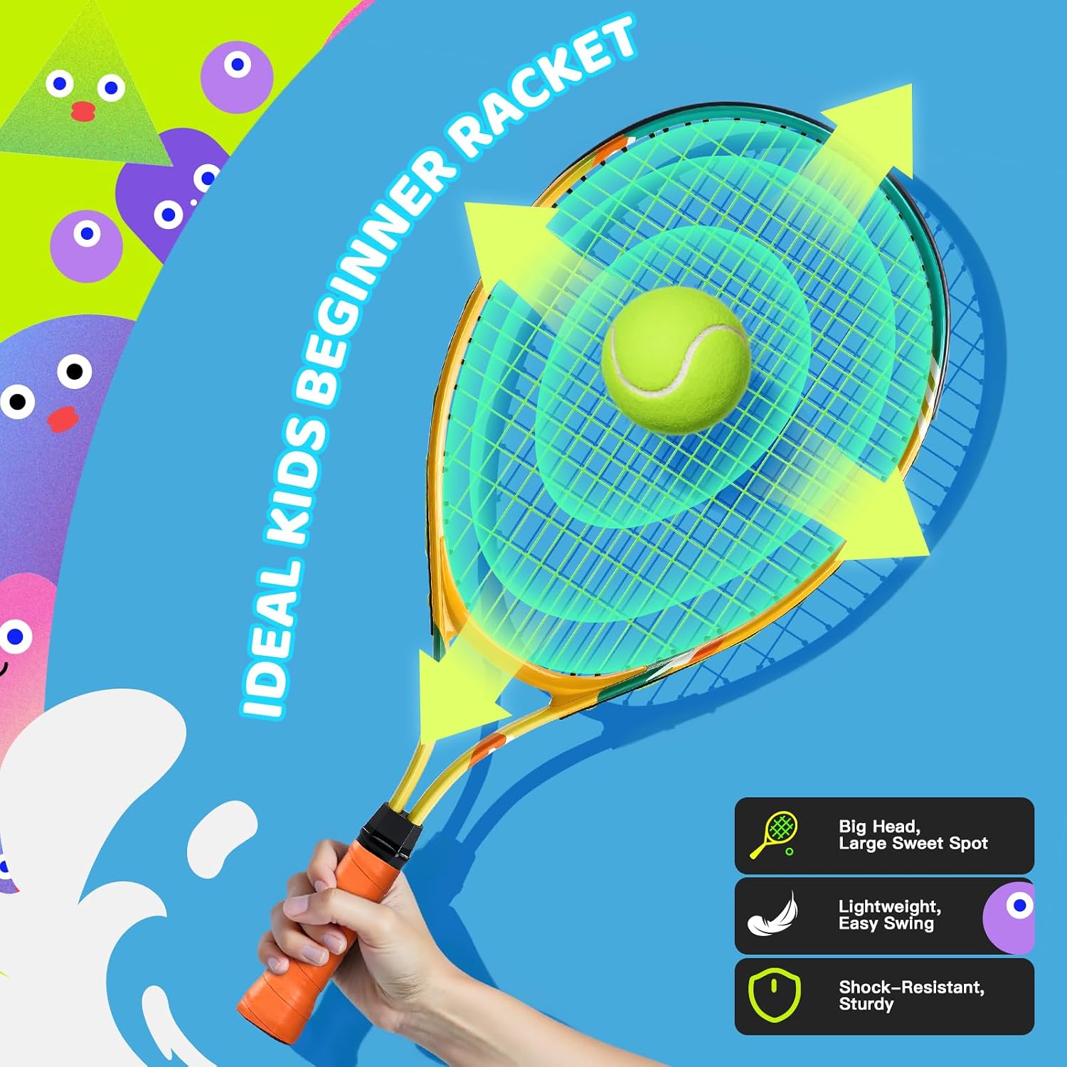 AboveGenius Kids Tennis Racket Set, 21/23/25 inch Tennis Racket for Toddler Youth Starter Kit, 3 Balls, 2 Lightweight Racquets with Easy Carrying Shoulder Strap Bag - Image 3