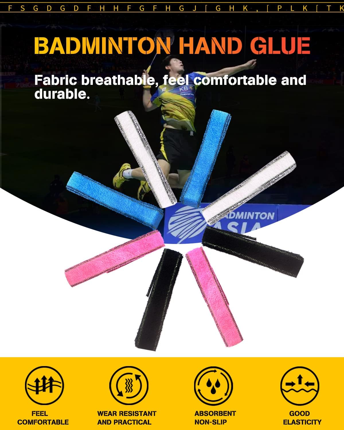 GLL Toweling Racket Overgrip, Super Absorbent Cotton Towel, Skid Resist Absorb Sweat Grip Tape, Handles Protection for Tennis Badminton Racquetball Squash Baseball - Image 4