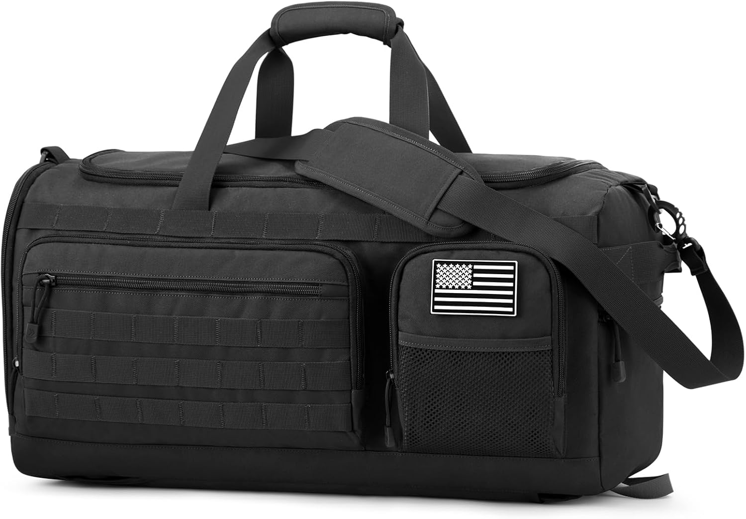 G4Free 3-in-1 Travel Duffle Bag for Men and Women, 50L Large Gym Sports Bags Tactical Military Duffle Backpack with Shoes Compartment and Wet Pocket (Black)