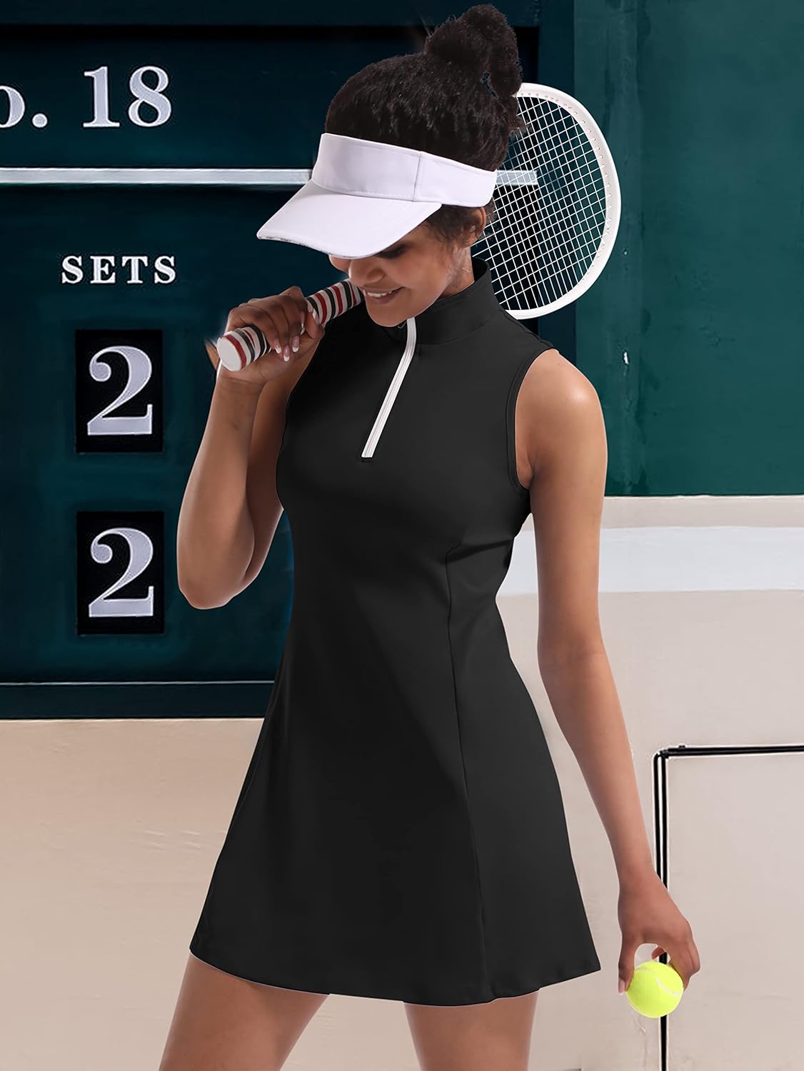 Tennis Dress for Women, Tennis Golf Dresses with Built in Shorts and Pockets for Sleeveless Workout Athletic Dresses - Image 3