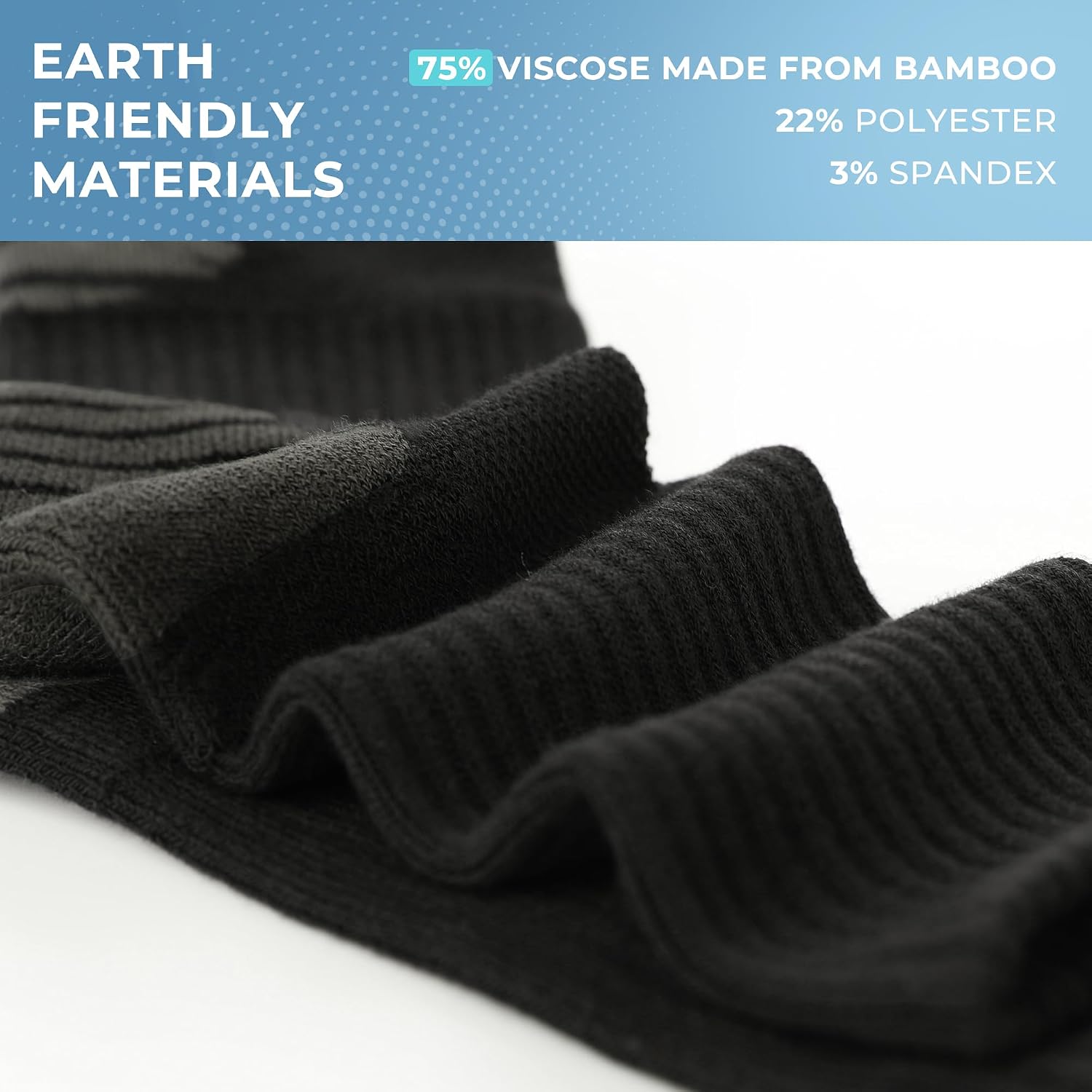 BAMBOO COOL Men's Crew Socks Athletic Running Sports Socks, Cushioned Moisture Wicking, Breathable Arch Support 6 Pack - Image 5