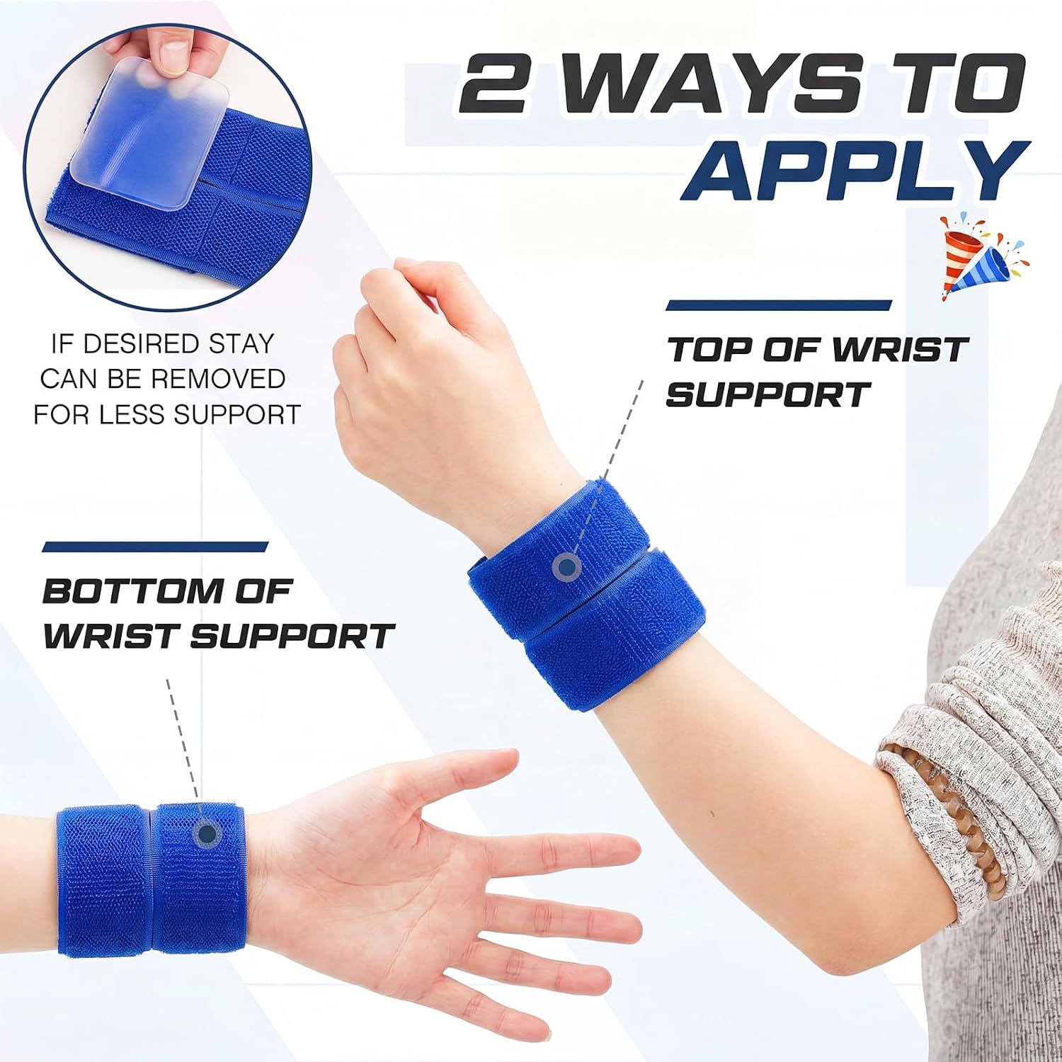 4 Pack Wrist Brace Adjustable Wrist Support Sport Straps for Tendonitis Carpal Tunnel Arthritis Gymnastics Wraps Pain Relief for Football Cheerleaders Fitness Weightlifting(Blue) - Image 5