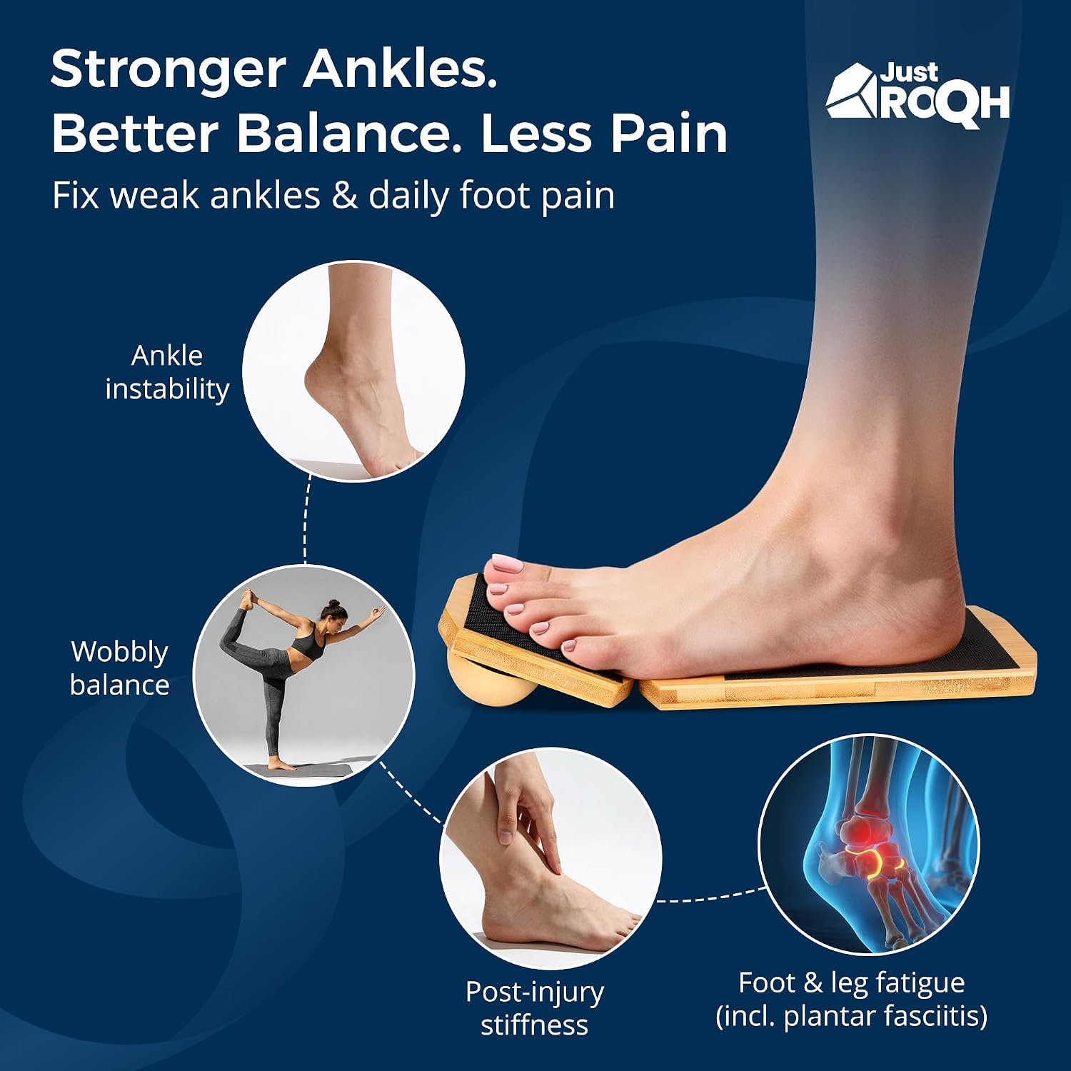 Ankle Balance Board & Ankle Strengthener for Rehab & Physical Therapy – Single Leg Bamboo Axis Board with Quick - Release System, 2 Training Levels & Scraper Tool - Image 3