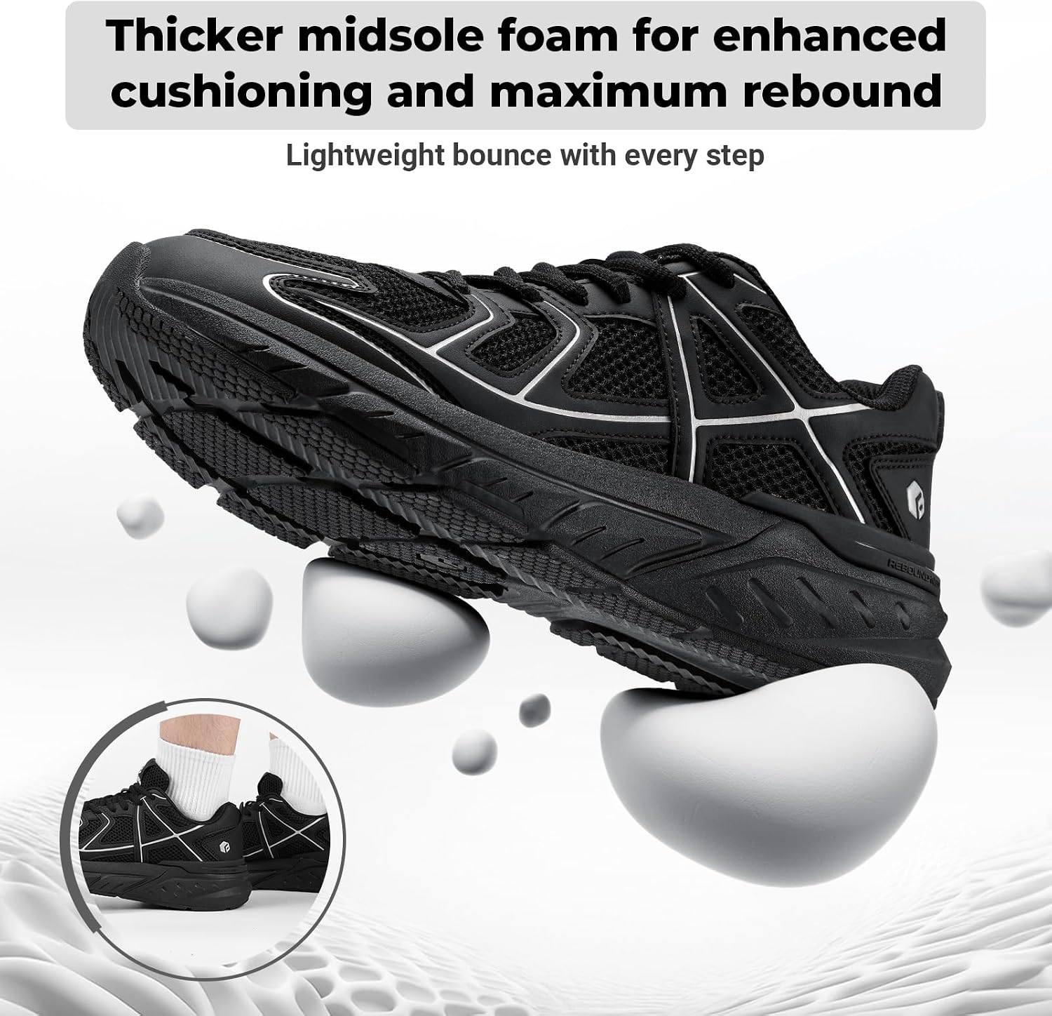 FitVille Mens Walking Shoes Wide Width Thicker Cushioning Sneakers Extra Wide Shoes for Men Bouncy Shoes Non Slip Workout Gym Athletic Sneakers - Image 2