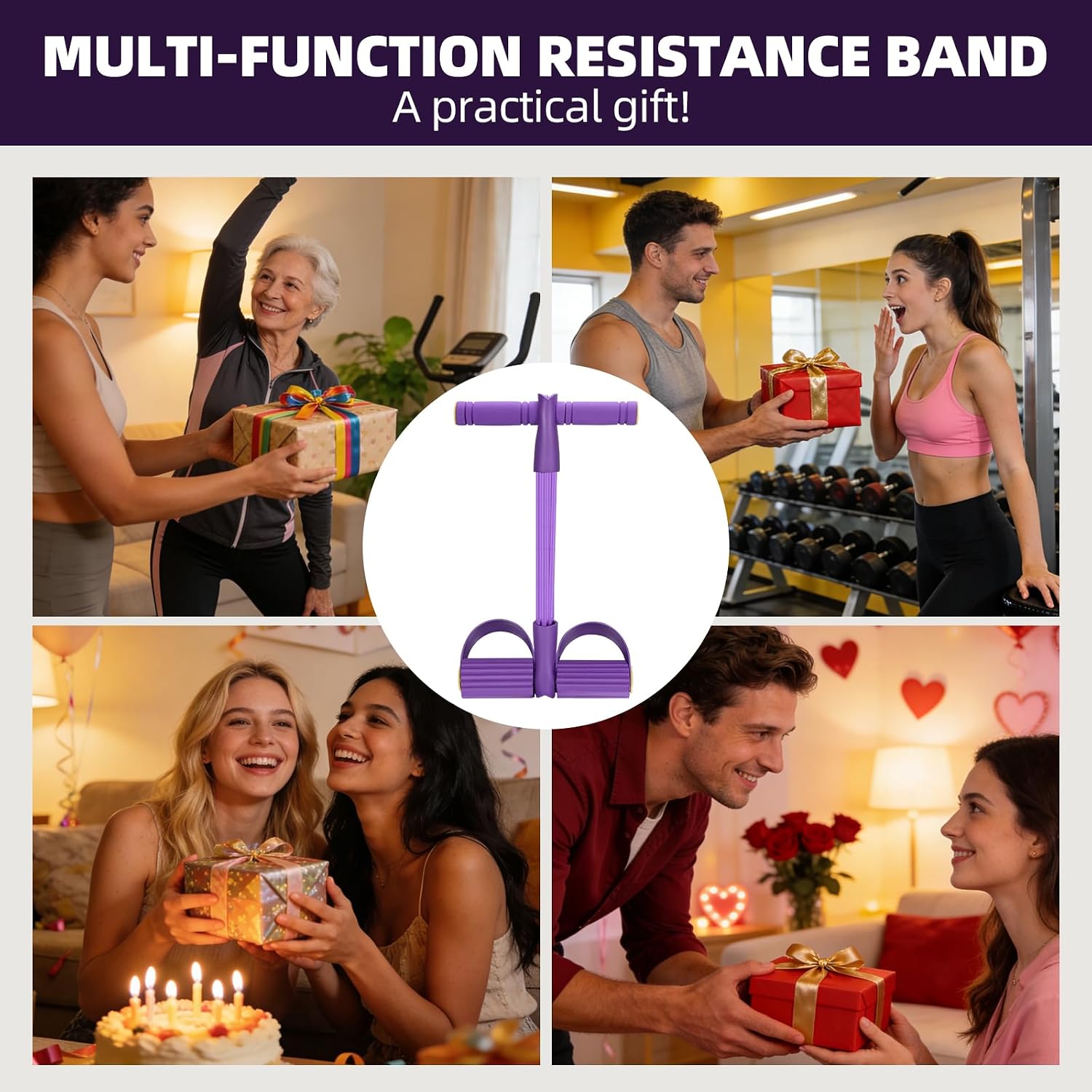 Resistance Bands with Handles 6 Tube Multifunction Tension Rope, Sit-Up Exercise Equipment with Foot Pedals and Handles,Pedal Resistance Band for Abdomen, Waist, Arm, Leg - Image 7
