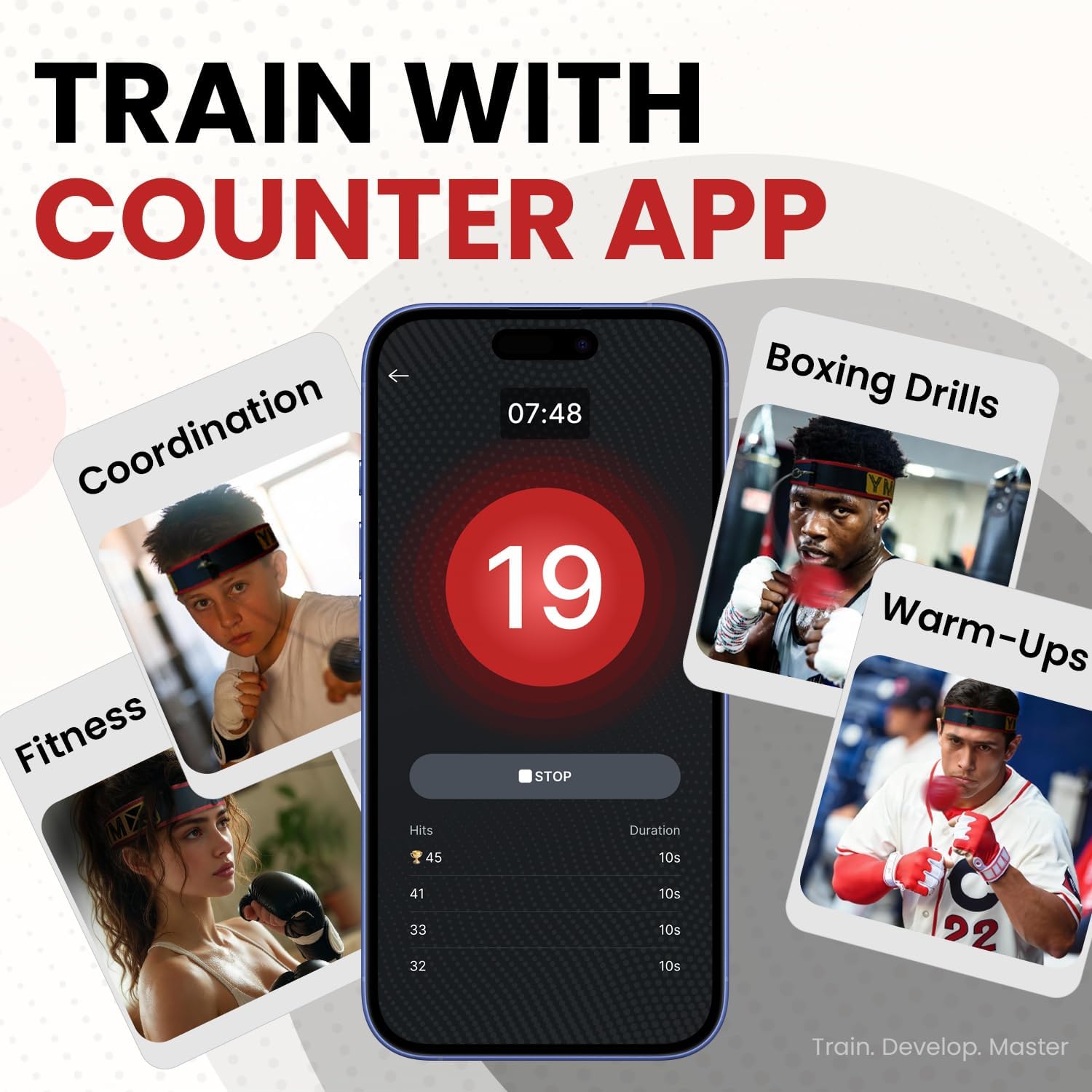 YMX BOXING® Ultimate Reflex Ball Set with Counter App - 4 React Reflex Ball Plus 2 Adjustable Headband, Great for Reflex, Timing, Accuracy, Focus & Coordination Training for Boxing, MMA and Krav Mega - Image 2