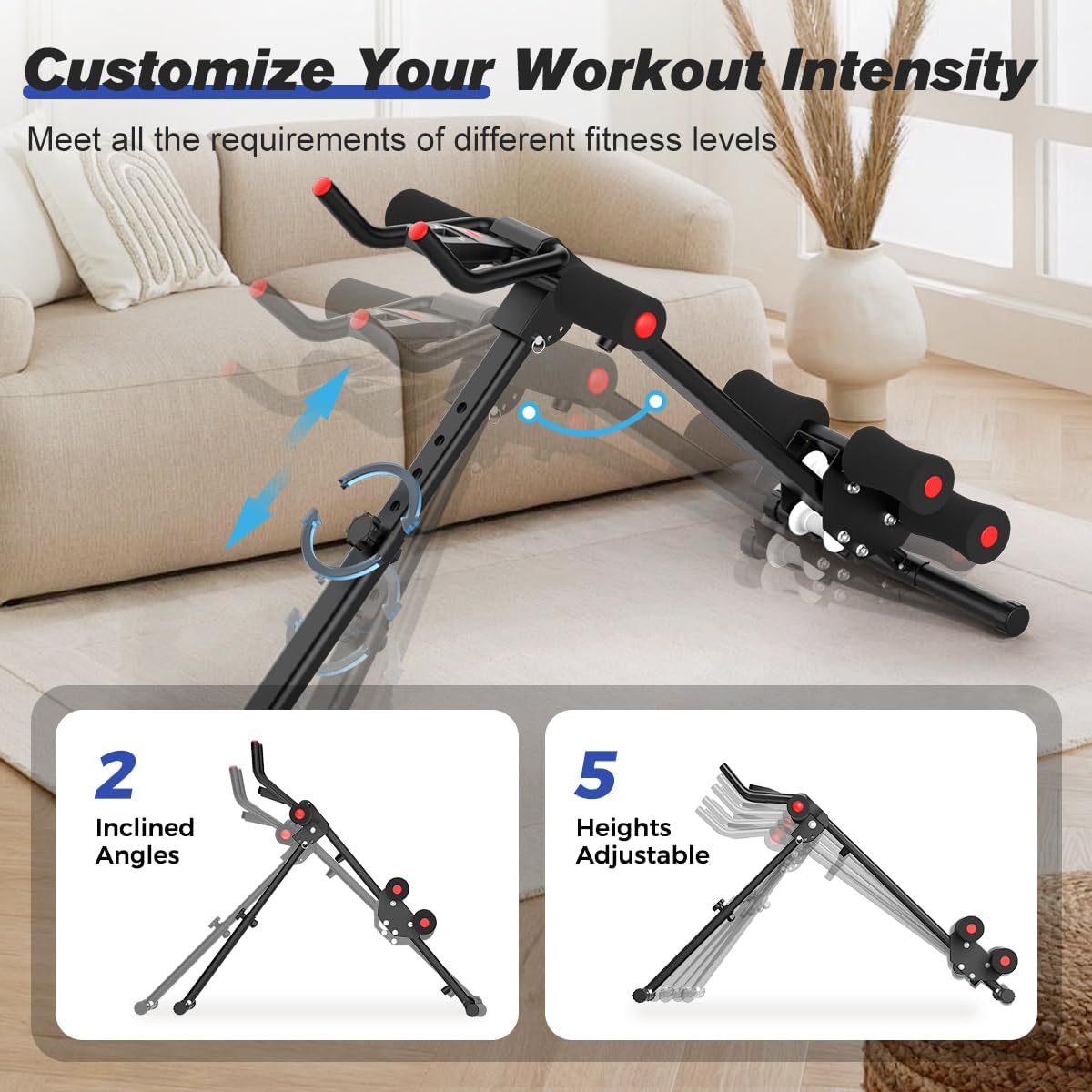 RELIFE REBUILD YOUR LIFE AB Workout Machine Adjustable Ab Trainer Machine Foldable Ab Cruncher Strength Training Equipment for Home Gym, Full Body Workout Equipment 440 LBS - Image 3