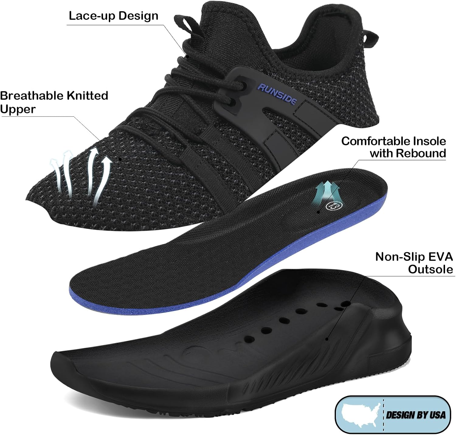 RUNSIDE Boys Girls Tennis Shoes Kids Lightweight Breathable Sneakers Lace-up Running Athletic Shoes for Toddler/Little Kid/Big Kid - Image 5