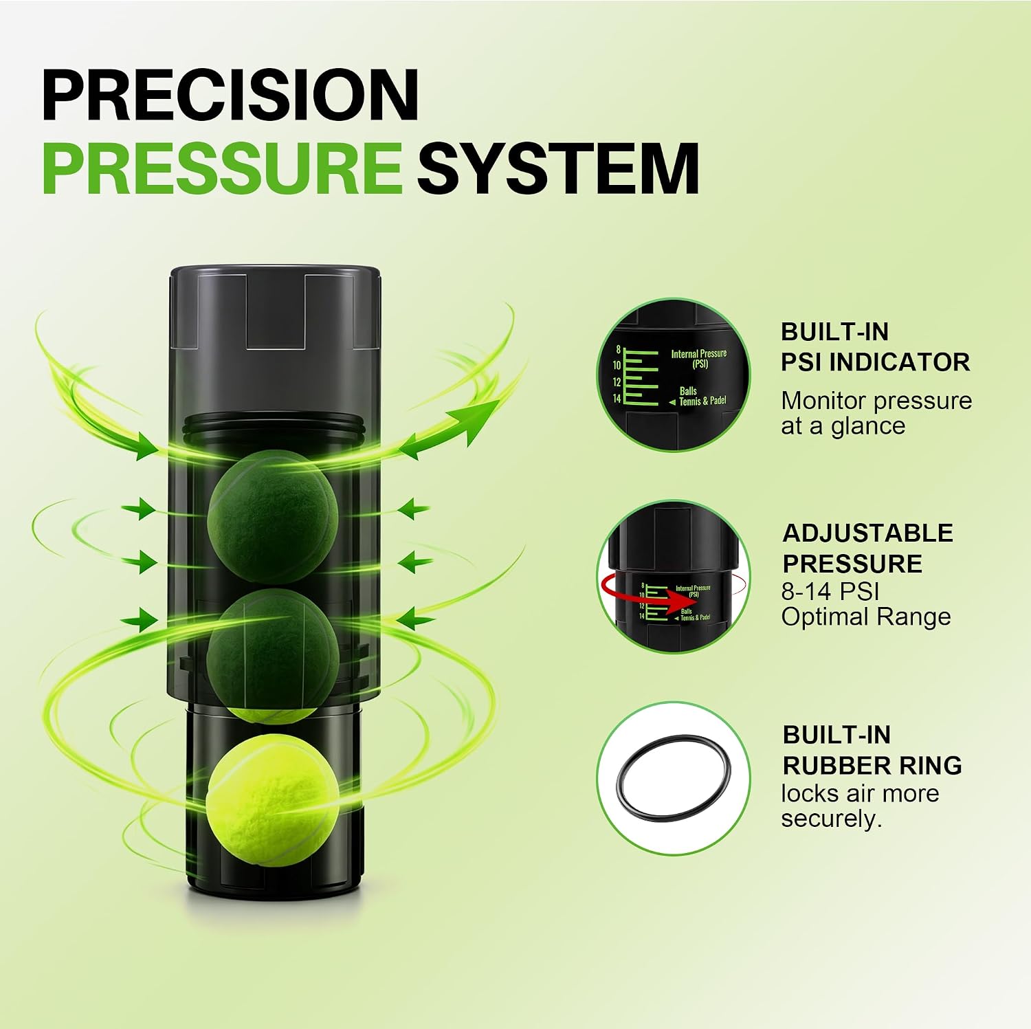 Tennis Ball Pressurizer, Holds 3 Balls Under 14 PSI | Reusable Tennis Ball Saver, Pressurized Storage Canister, Keeps Bounce Like New, Extends Ball Life, Portable and Durable - Image 4