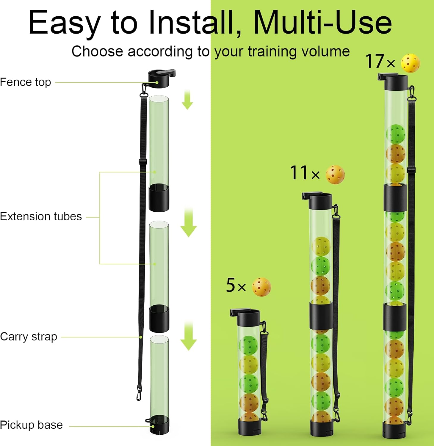 17 Balls Pickleball Ball Retriever & Ball Holder Storage with Strap, Back Saver for Pickleball Accessories, Quick for Pickleball Tube Ball Pickup - Image 6