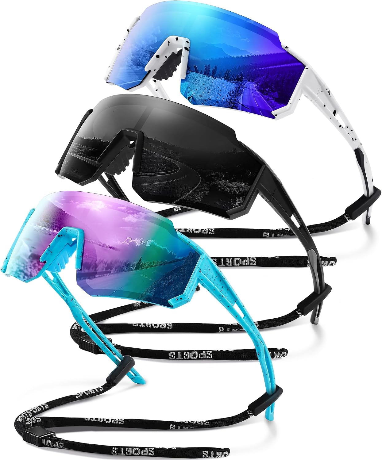 Polarized Sport Sunglasses for Men and Women, Lightweight TR90 Sun Glasses with UV Protection for Cycling Running