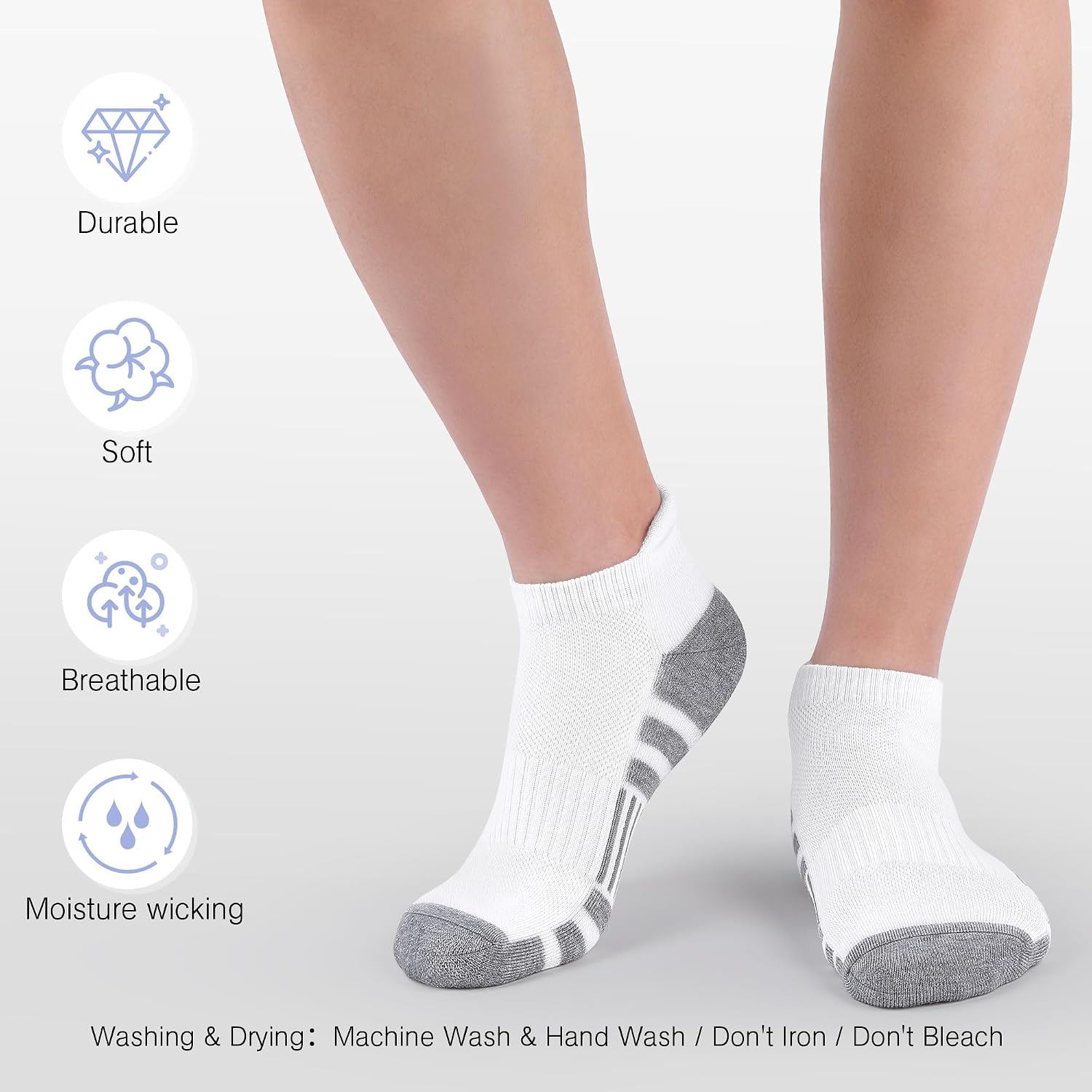 Felicigeely Ankle Athletic Running Socks Low Cut Sports Socks Breathable Cushioned Tab Socks for Men Women 6 Pairs - Image 3